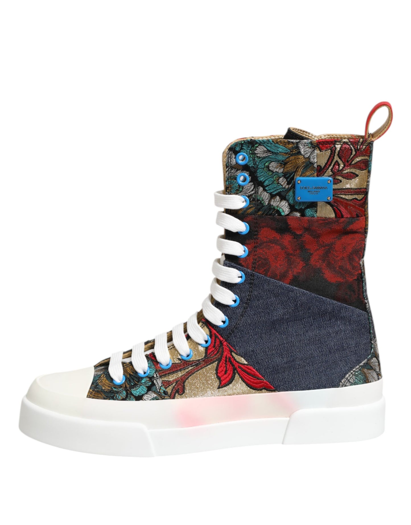 Dolce & Gabbana Multicolor Patchwork High Top Sneakers Schuhe