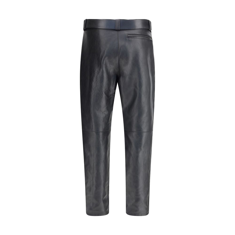 Saint Laurent Gehämmerte Lederhose mit Gürtel