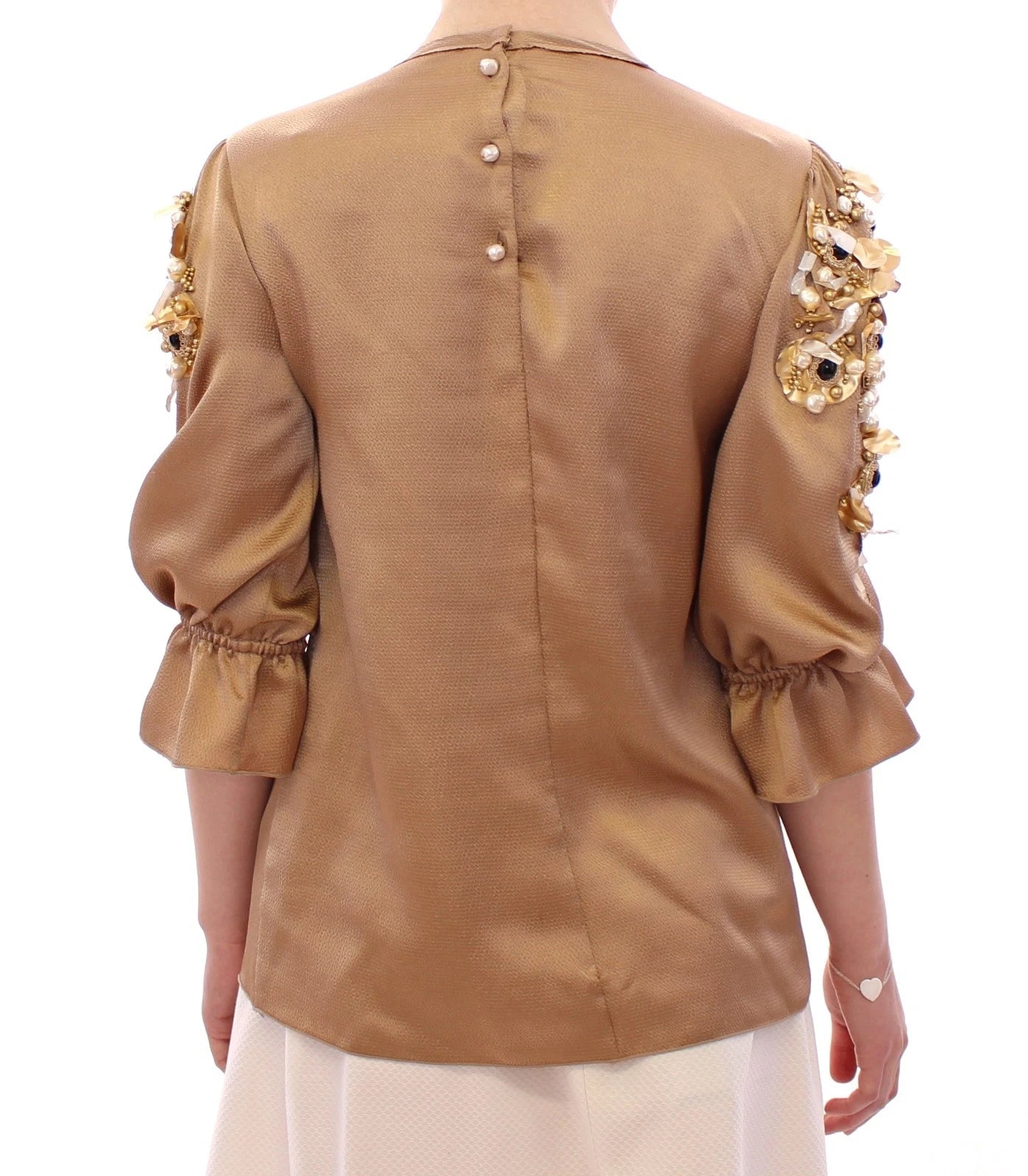 Dolce & Gabbana Gold SPEZIAL Stück Laufsteg Kristallbluse