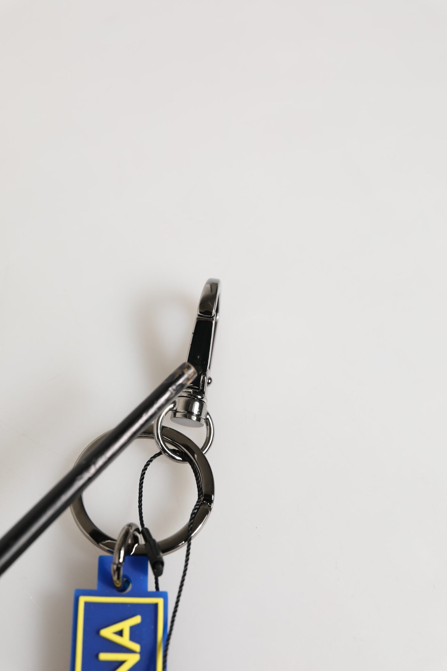 Dolce & Gabbana Blau Gelb DG Gummi Logo Silber Herrenschlüsselanhänger Schlüsselanhänger