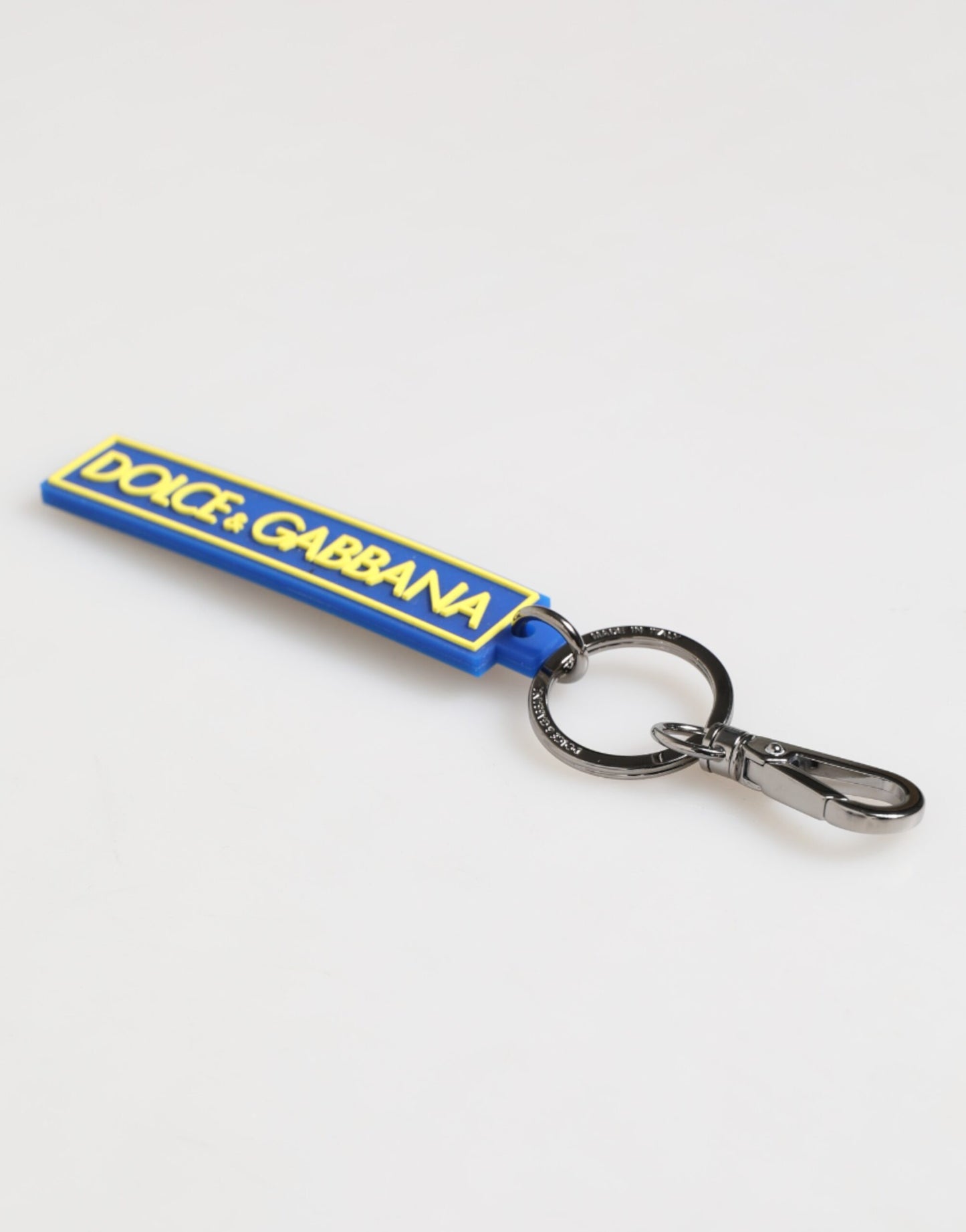 Dolce & Gabbana Blau Gelb DG Kautschuk Logo Silber Herrenhalter Schlüsselanhänger