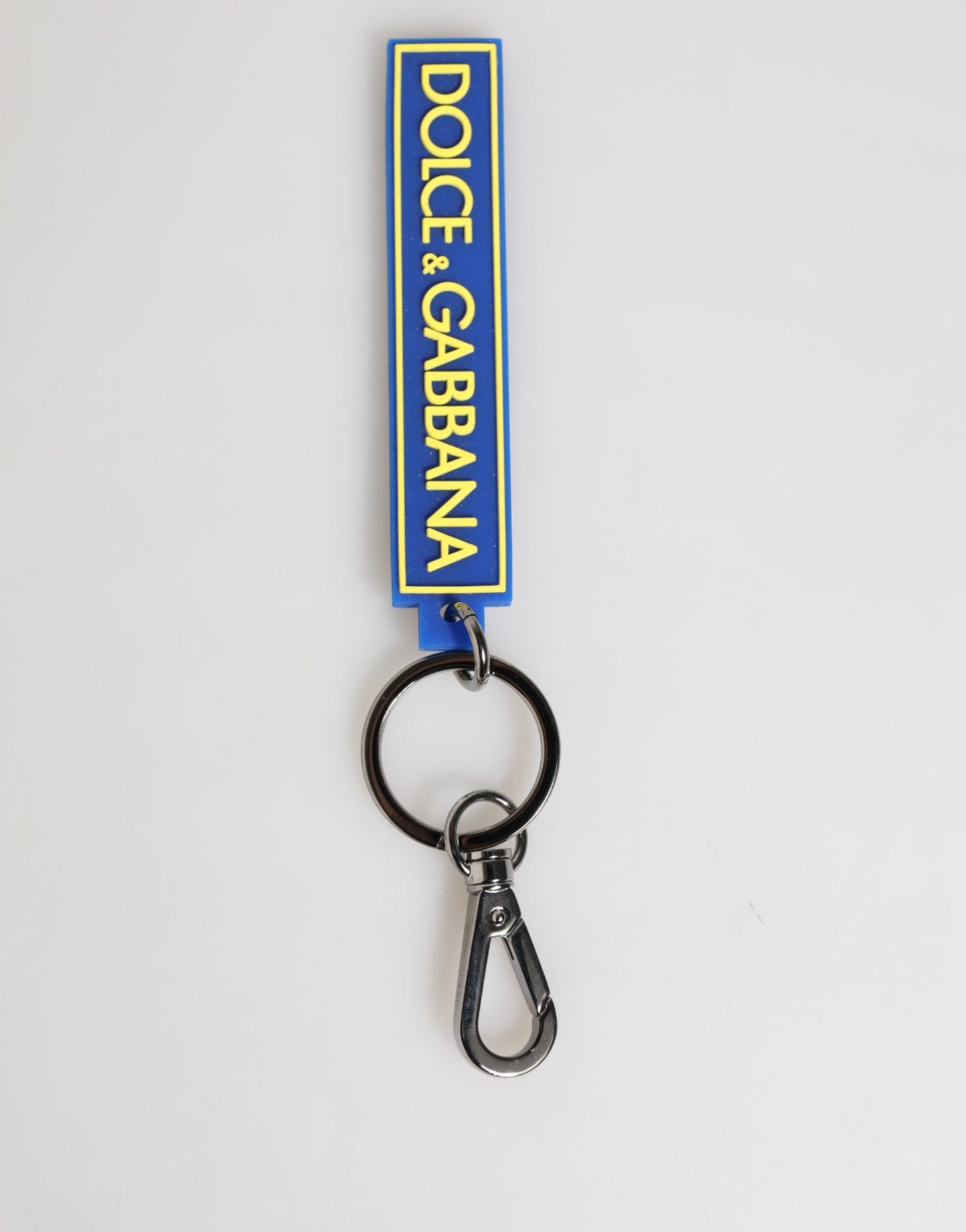 Dolce & Gabbana Blau Gelb DG Kautschuk Logo Silber Herrenhalter Schlüsselanhänger