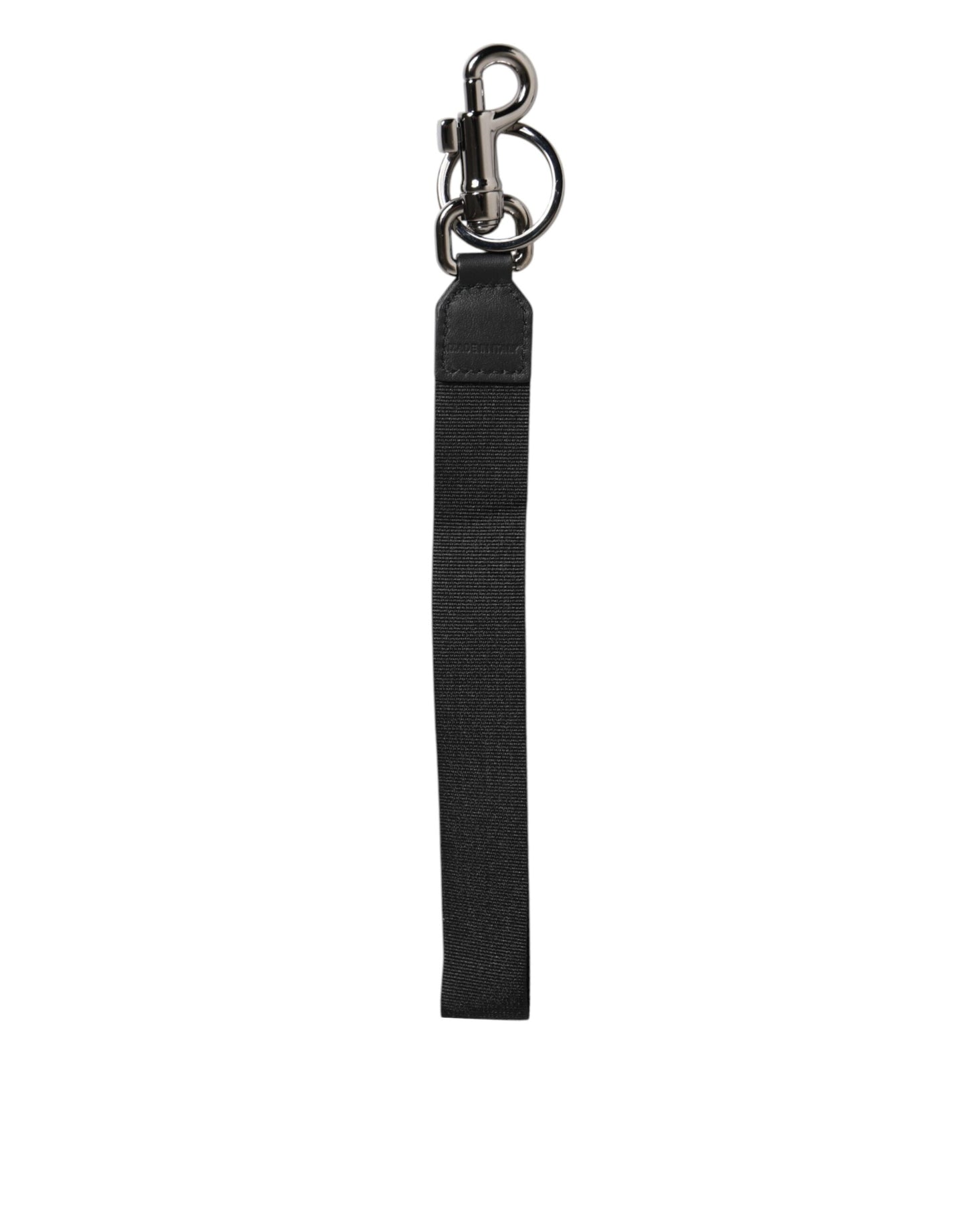 Dolce & Gabbana Schwarz Blau DG Logo Polyester Messing Halter Schlüsselanhänger Schlüsselring
