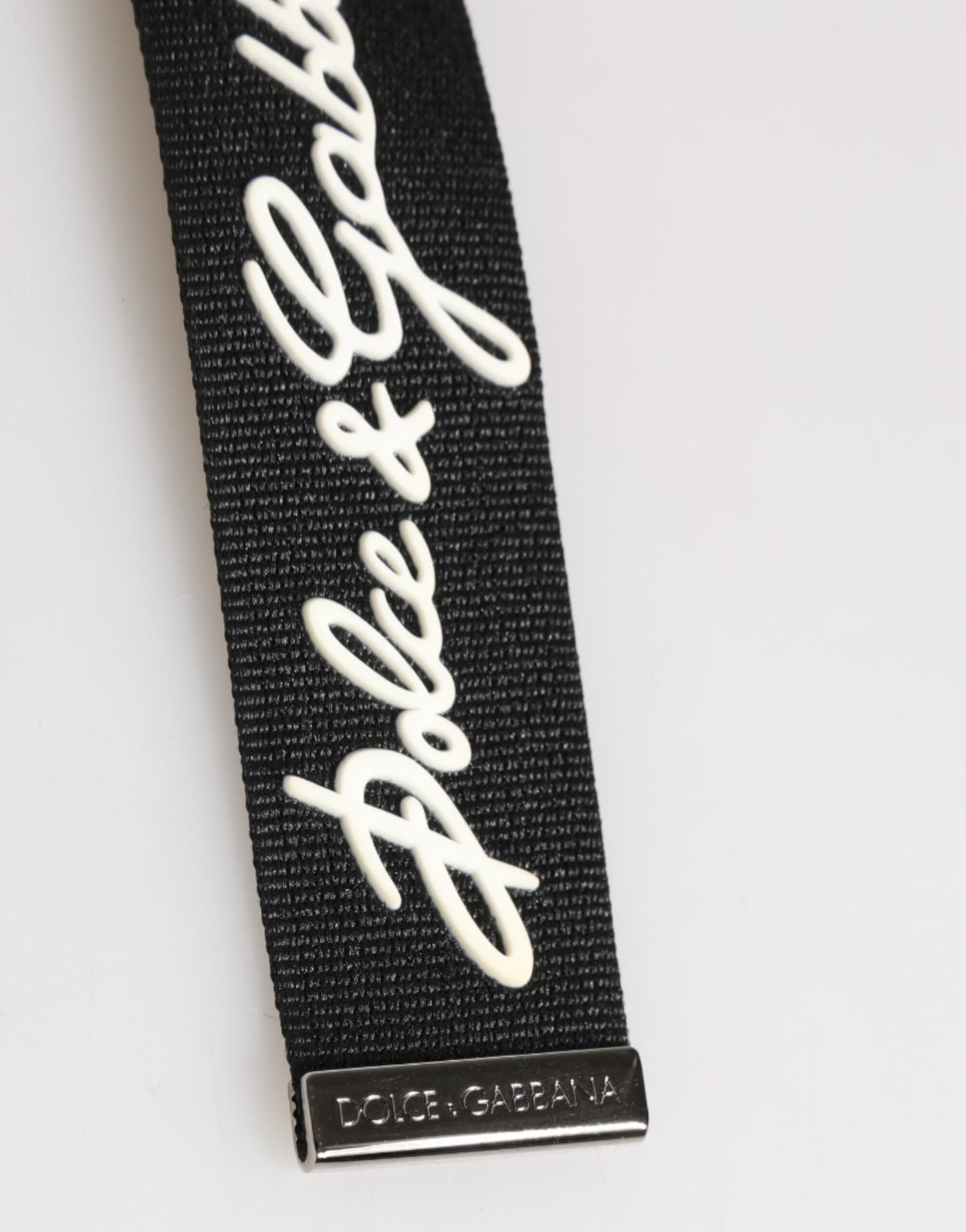 Dolce & Gabbana Schwarz Weiß Polyester DG Logo Silber Herren Schlüsselanhänger Schlüsselanhänger