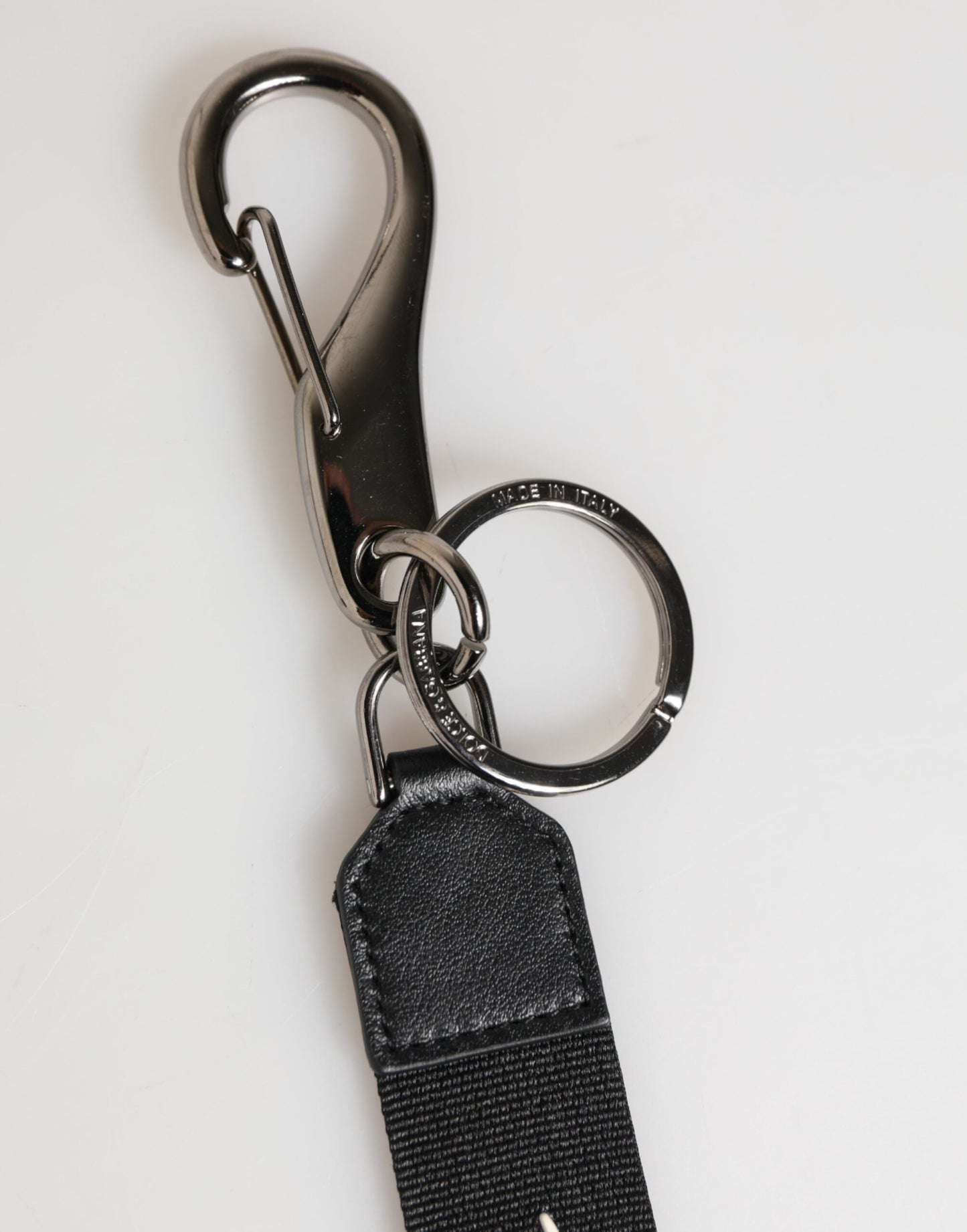 Dolce & Gabbana Schwarz Weiß Polyester DG Logo Silber Herren Schlüsselanhänger Schlüsselanhänger