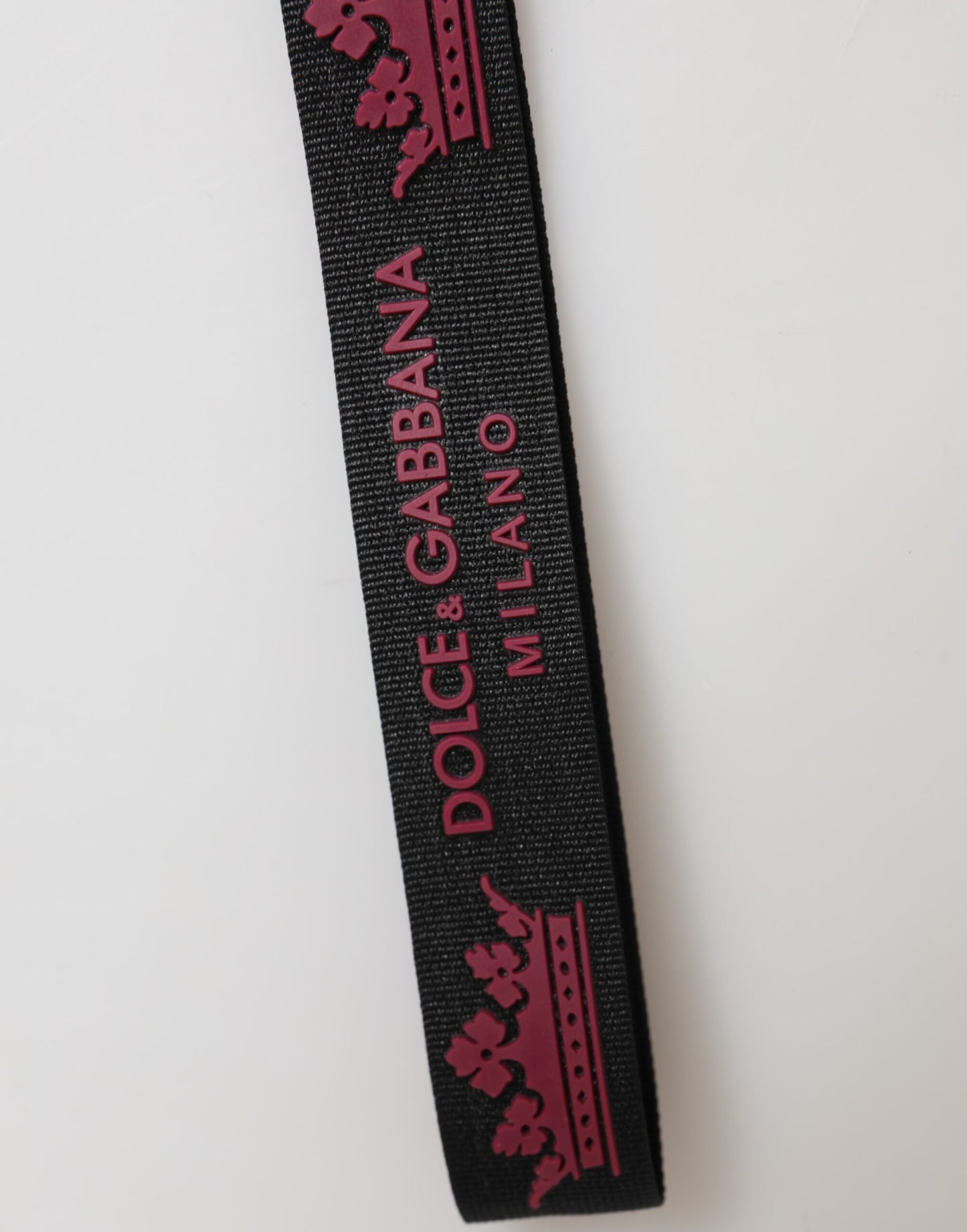 Dolce & Gabbana Schwarz Burgund Nylon DG Logo Krone Halter Schlüsselanhänger Schlüsselring