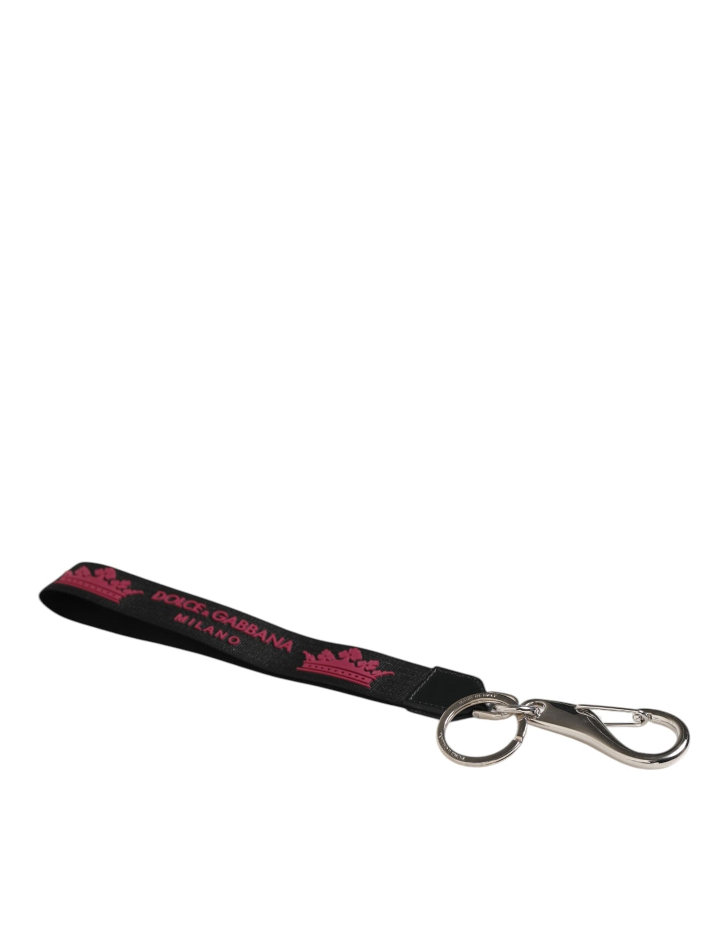 Dolce & Gabbana Schwarz Burgund Nylon DG Logo Krone Halter Schlüsselanhänger Schlüsselring