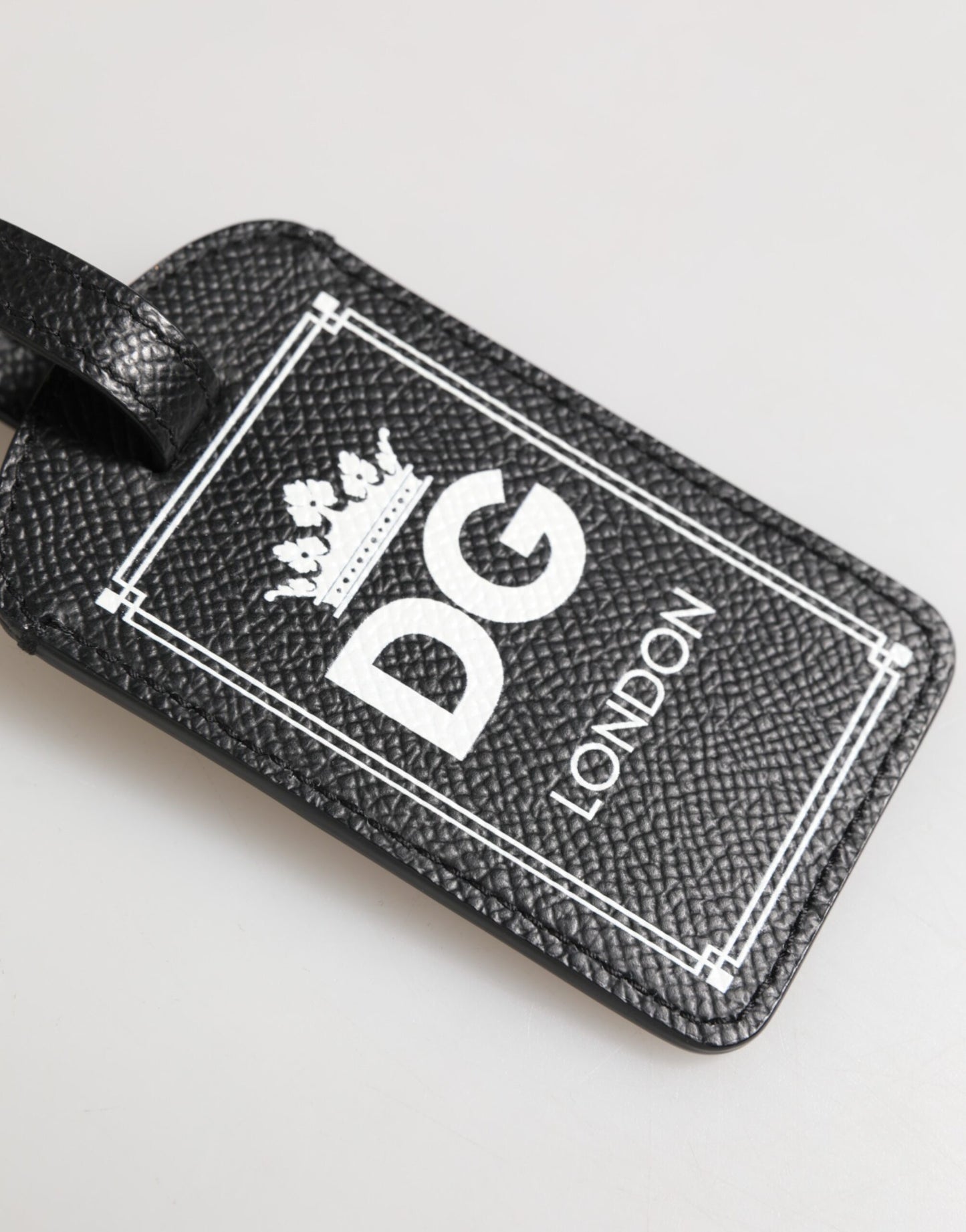 Dolce & Gabbana Schwarzes strukturiertes Leder DG Logo Travel Luggage Tag Schlüsselanhänger