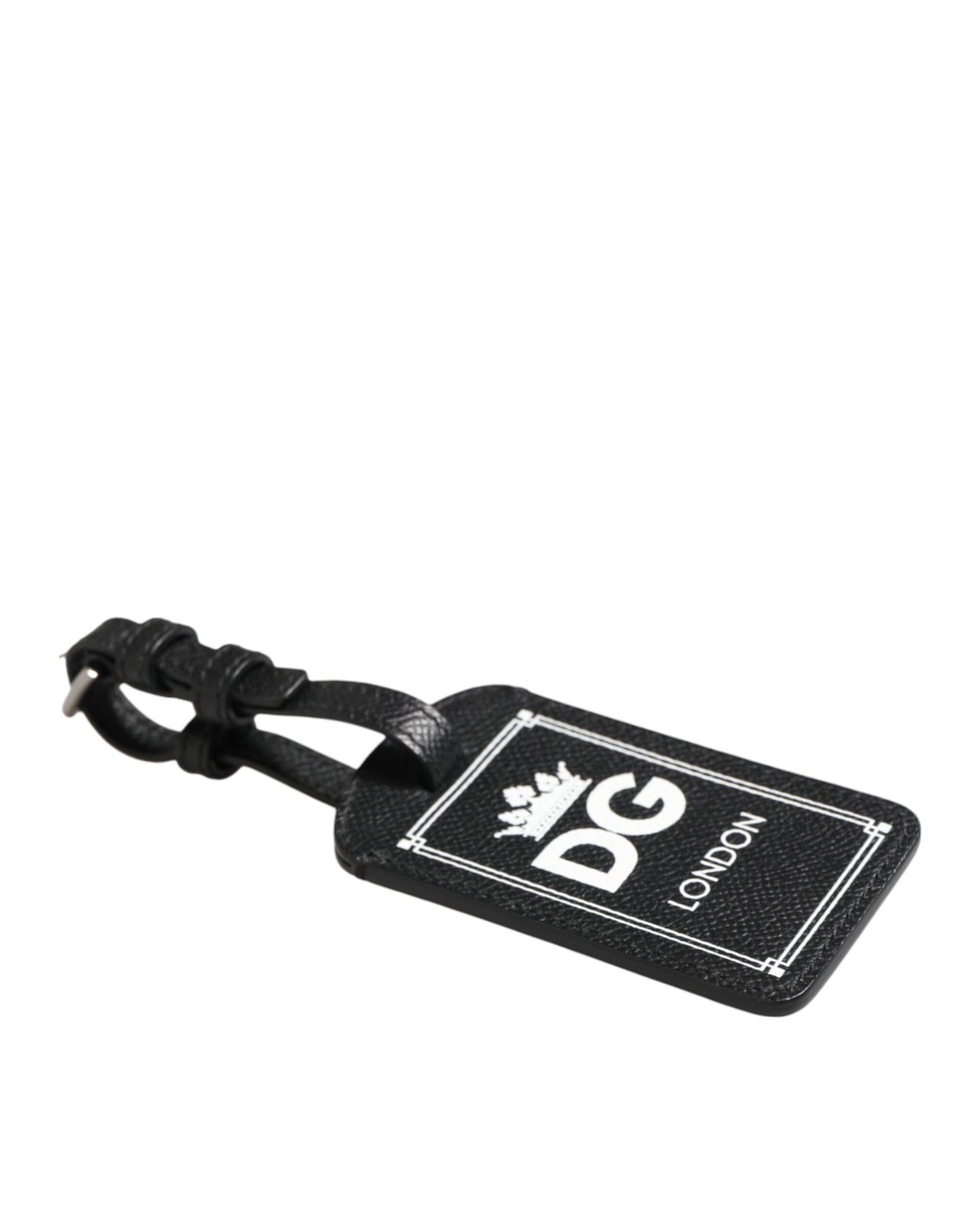 Dolce & Gabbana Schwarzes strukturiertes Leder DG Logo Travel Luggage Tag Schlüsselanhänger