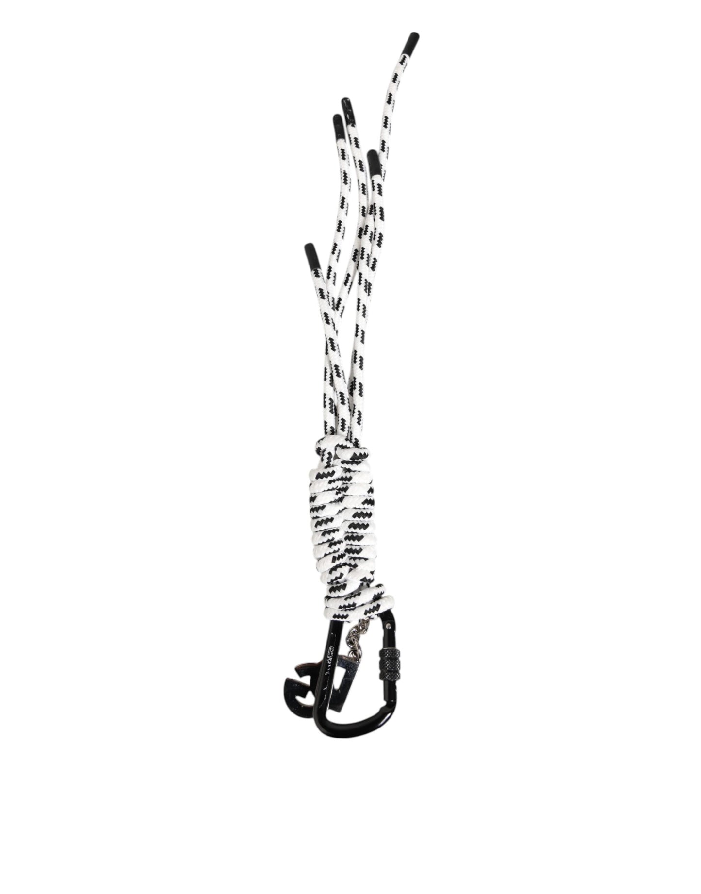 Dolce & Gabbana Schwarzes weißes Polyesterband String DG Logo Schlüsselanhänger Schlüsselbund