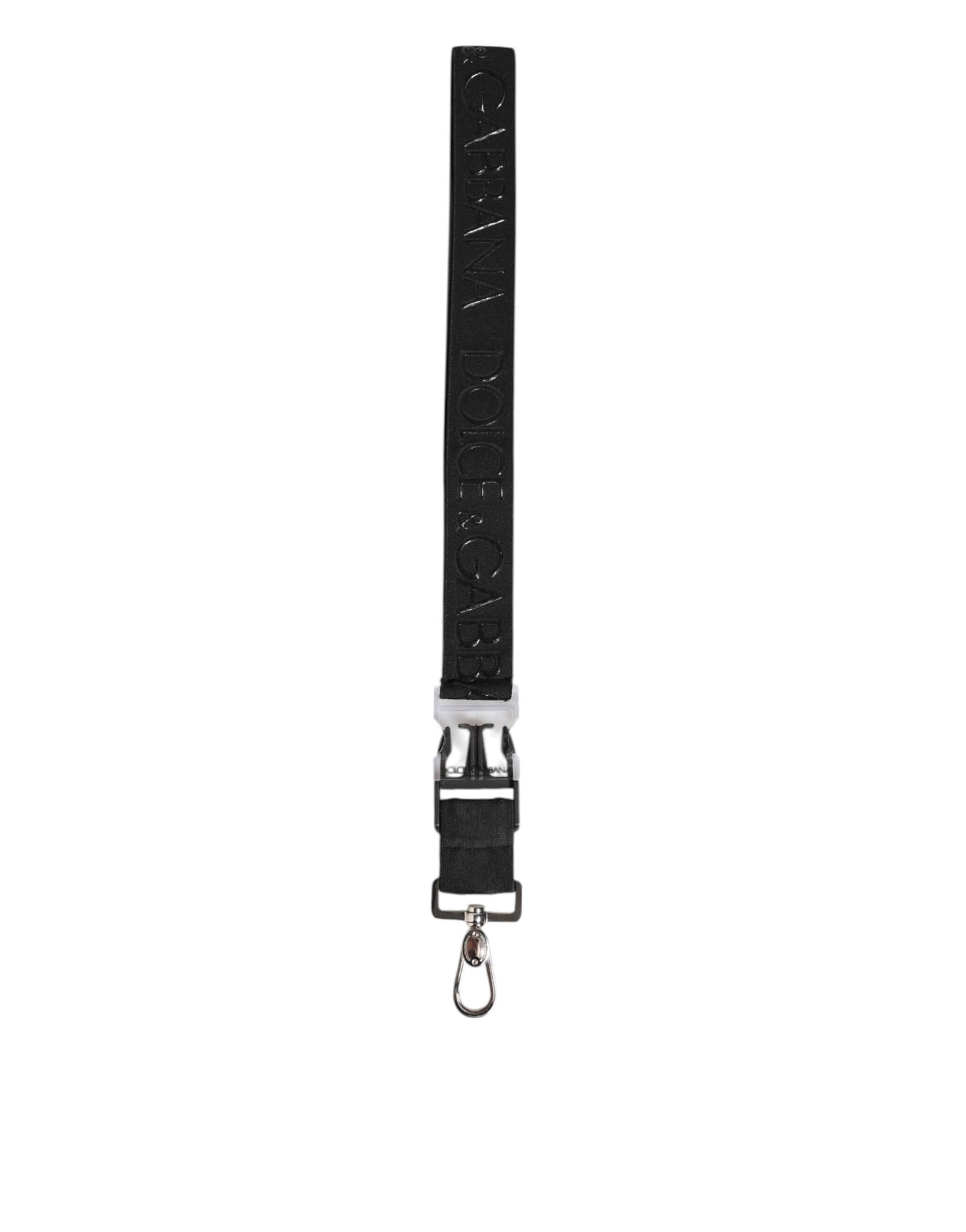 Dolce & Gabbana Schwarzer Polyester-Stretch gummiert DG Logo Männer Schlüsselanhänger