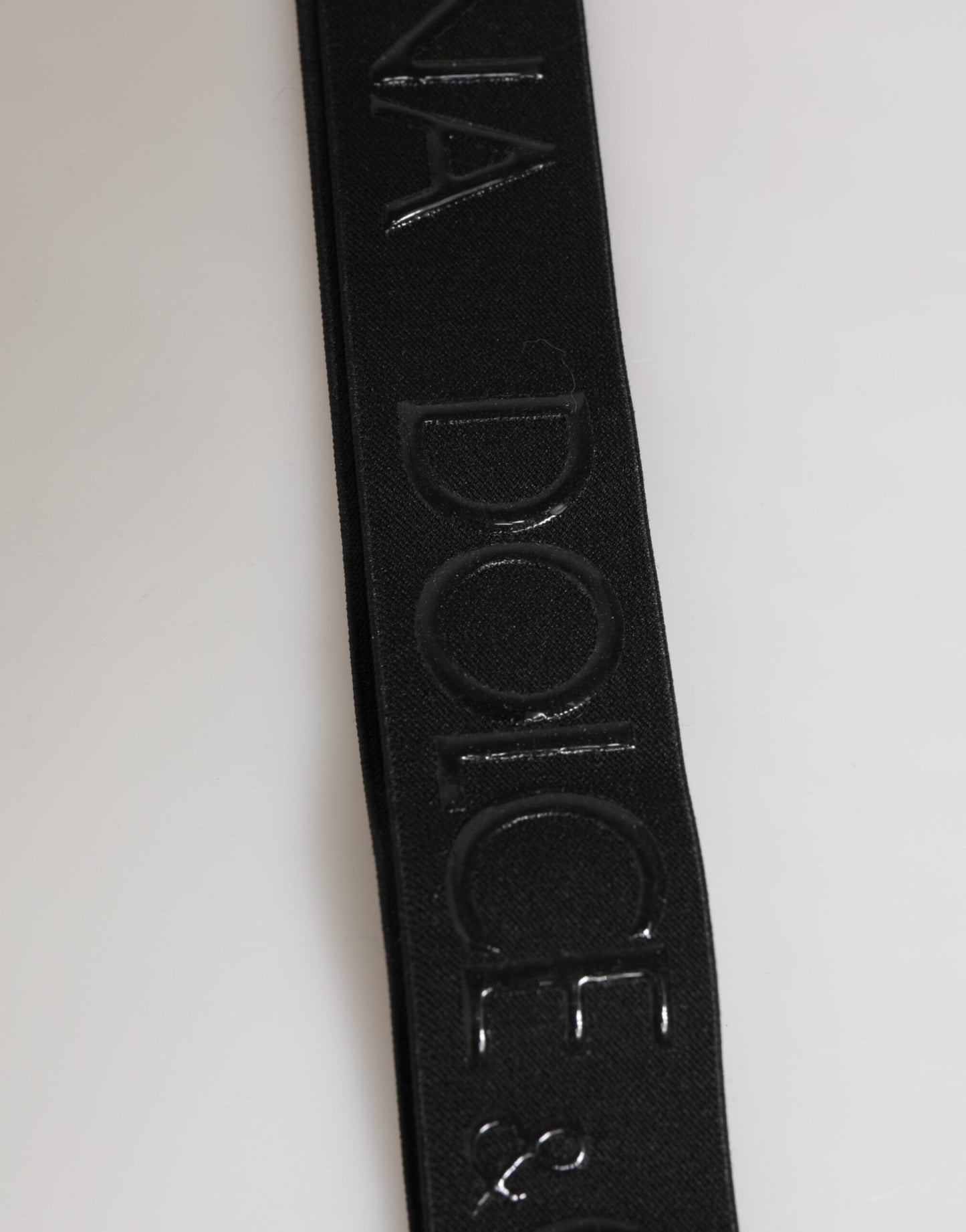 Dolce & Gabbana Schwarzer Polyester-Stretch gummiert DG Logo Männer Schlüsselanhänger