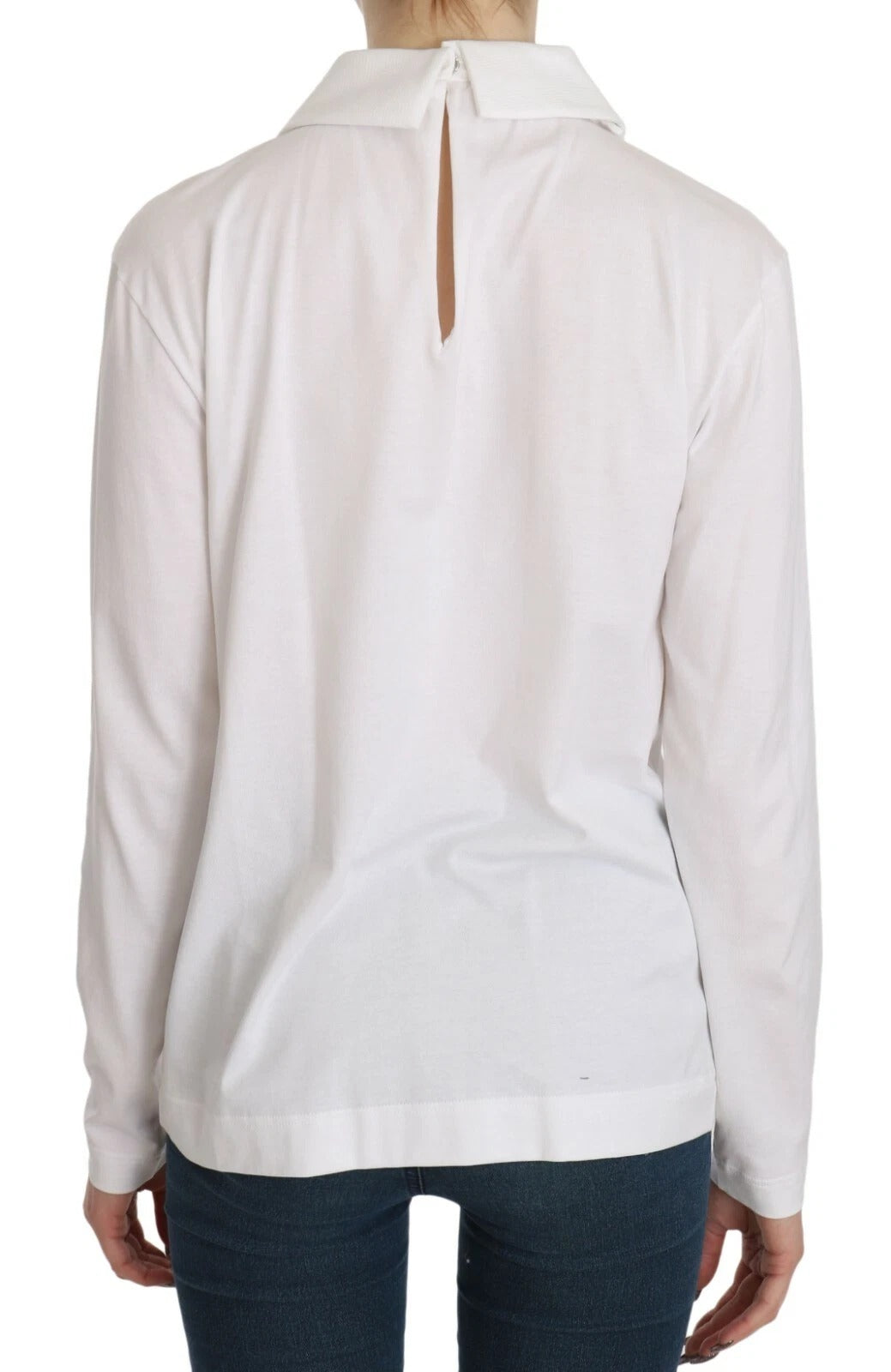 Dolce & Gabbana Weiße langärmelige Bluse mit Kragen aus Baumwolle