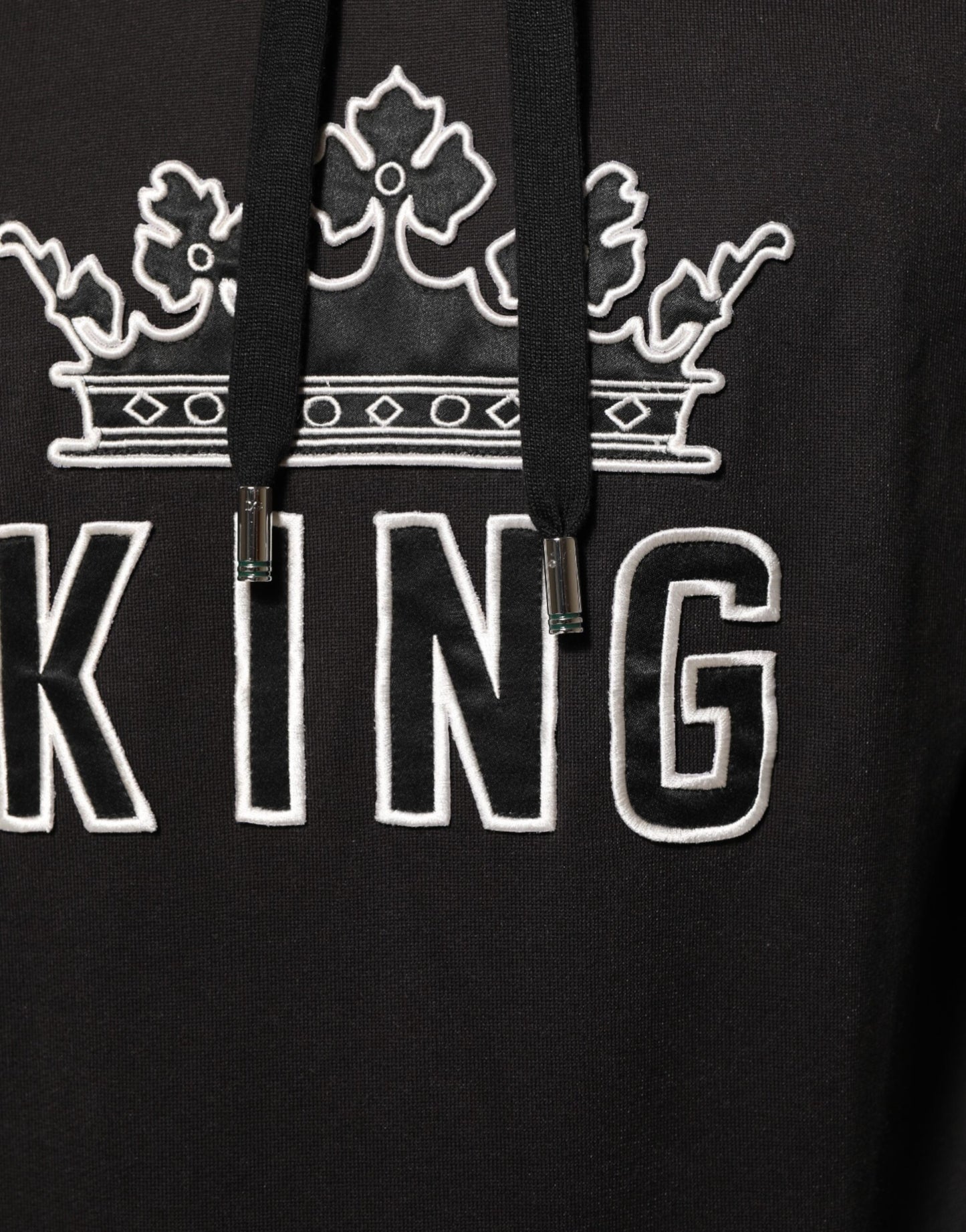 Dolce & Gabbana KING Kapuzenpullover mit Blumenkrone und schwarzer Orchidee