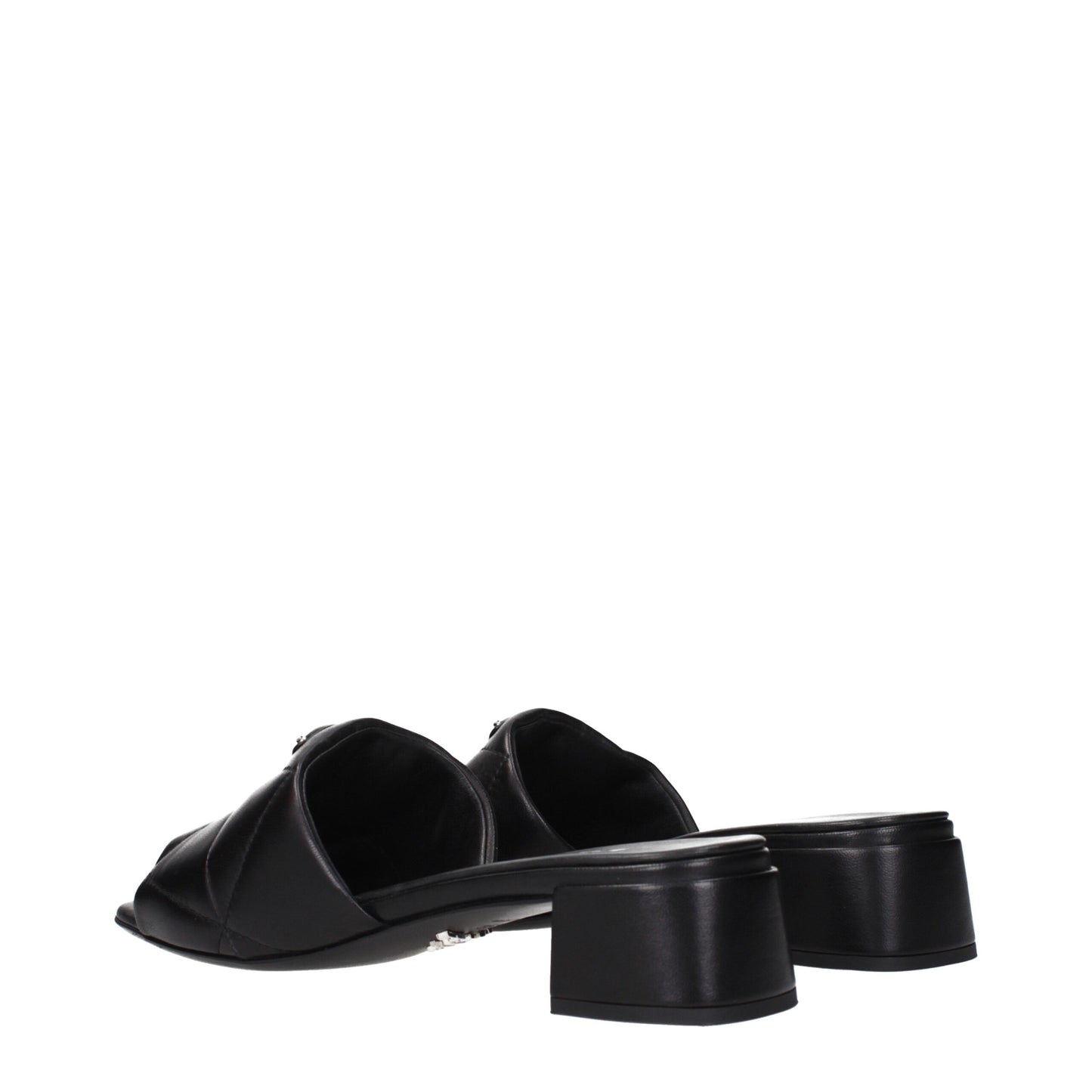 Prada Flache Sandalen aus schwarzem Leder