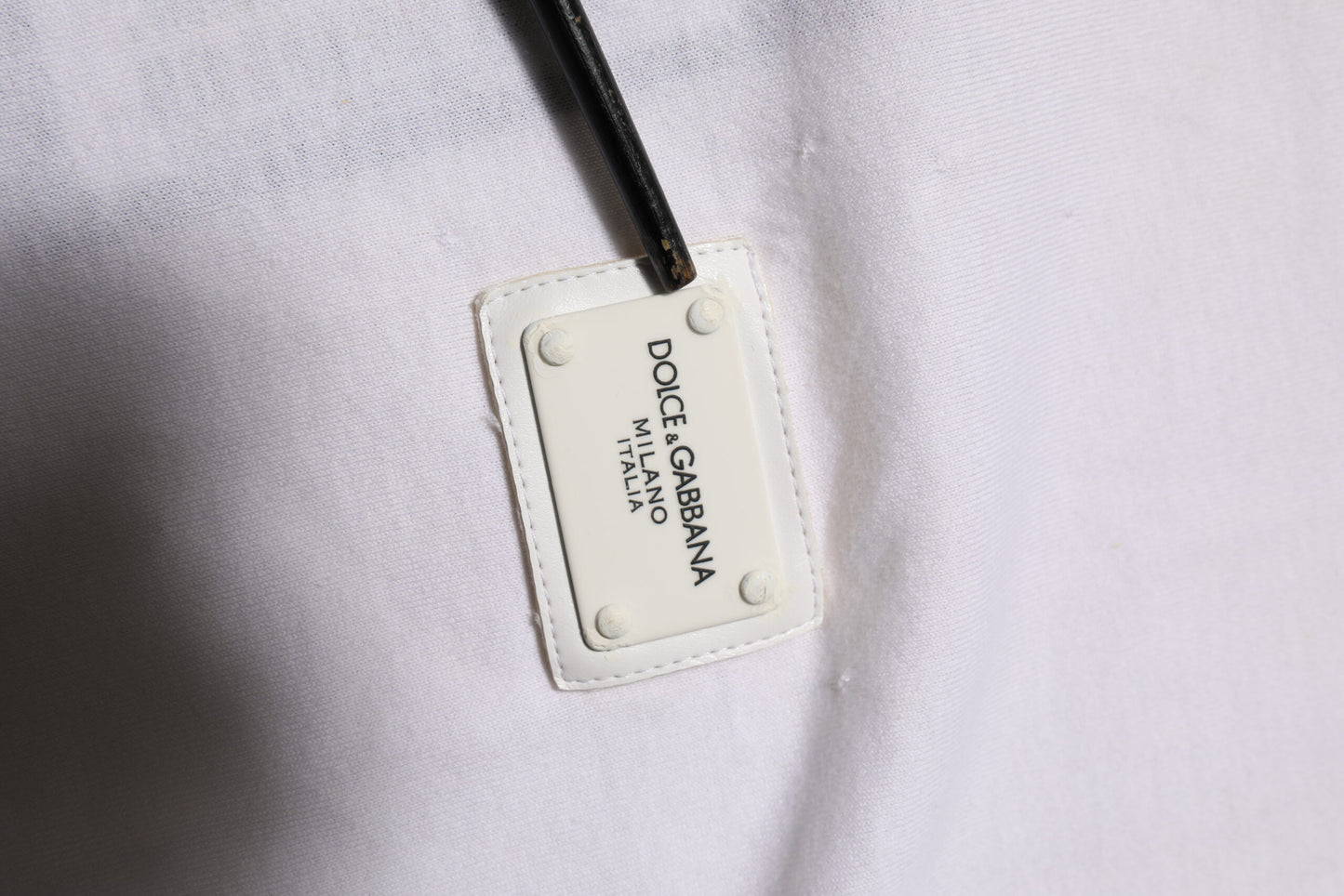Dolce & Gabbana Weißes Baumwoll-Logo-Patch Rundhalsausschnitt Herren-T-Shirt