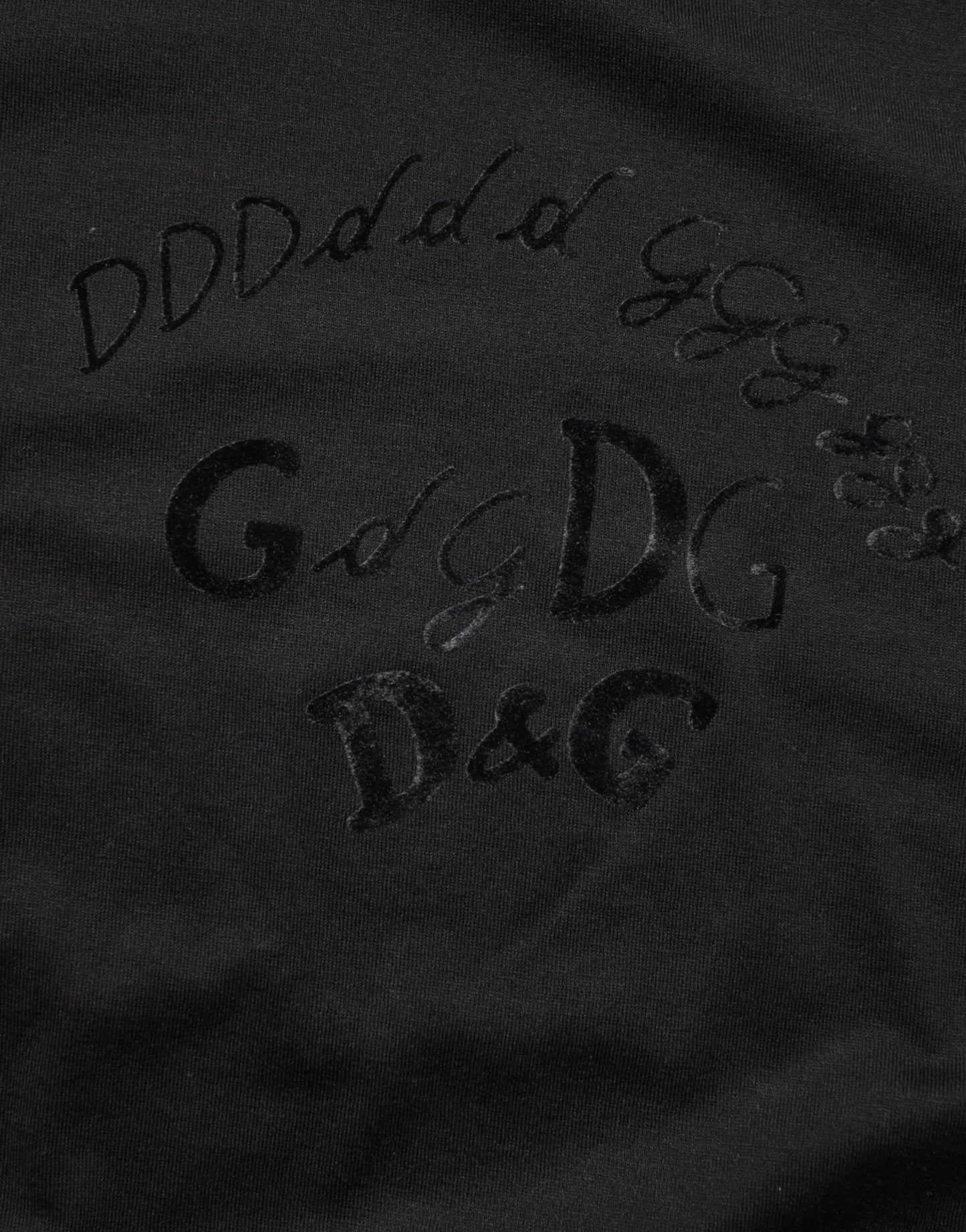 Dolce & Gabbana Schwarzes T-Shirt aus Baumwollsamt mit Logodruck für Männer