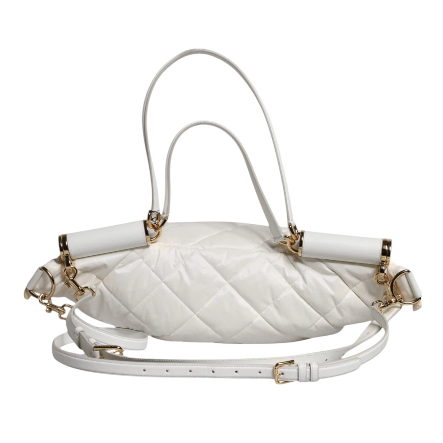 Dolce & Gabbana Weiße gesteppte Logo 90's Sicily Gürtel Taille Fanny Pack Tasche