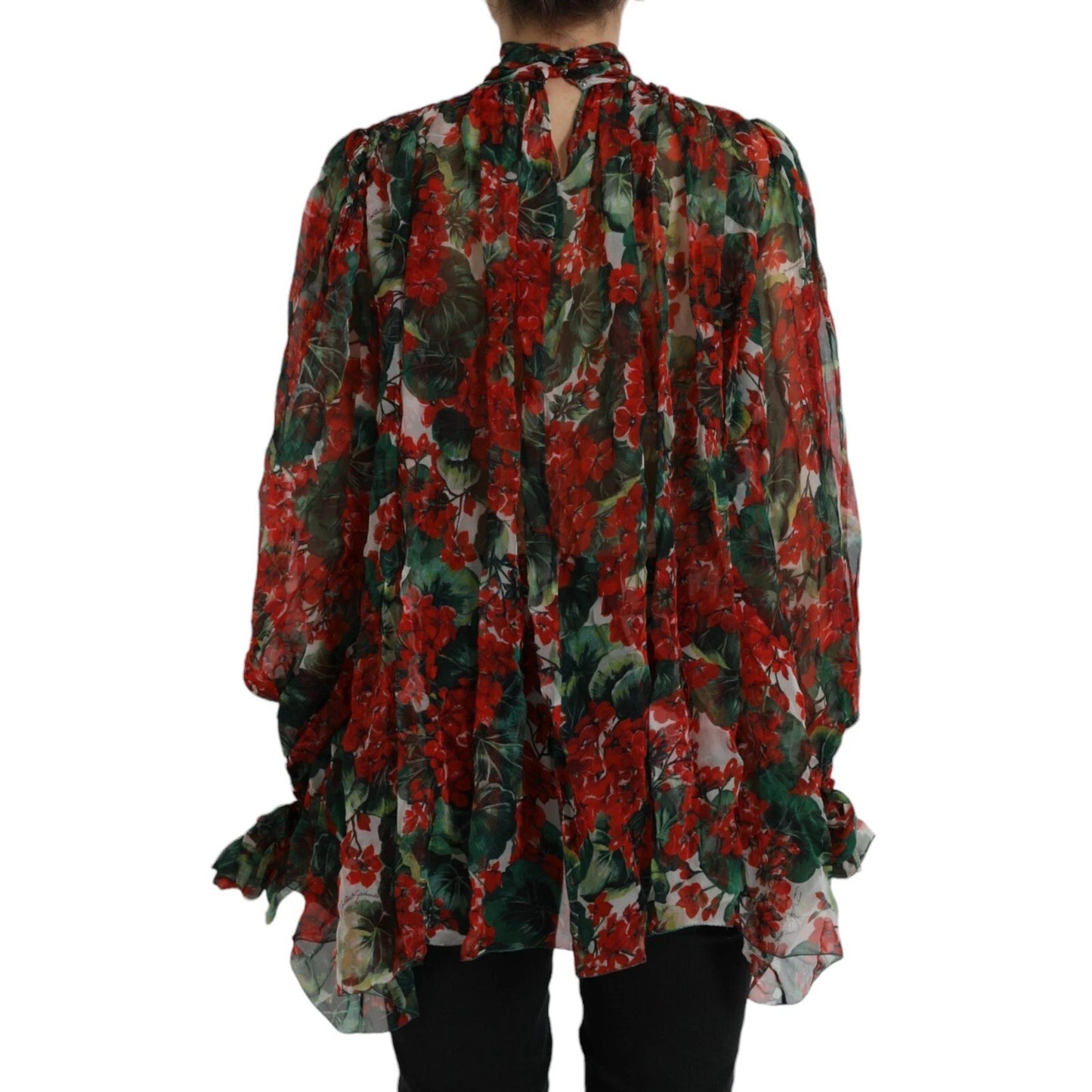 Dolce & Gabbana Multicolor Floral Seidenkragen Bluse