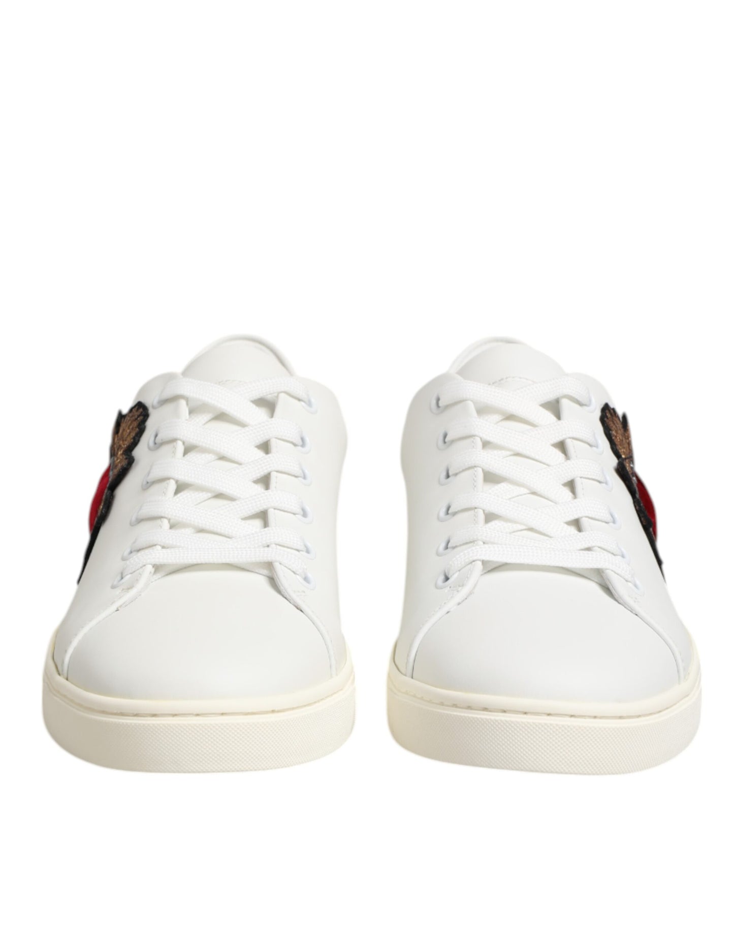 Dolce & Gabbana Weiß Leder Sacre Herz Patch Turnschuhe Schuhe