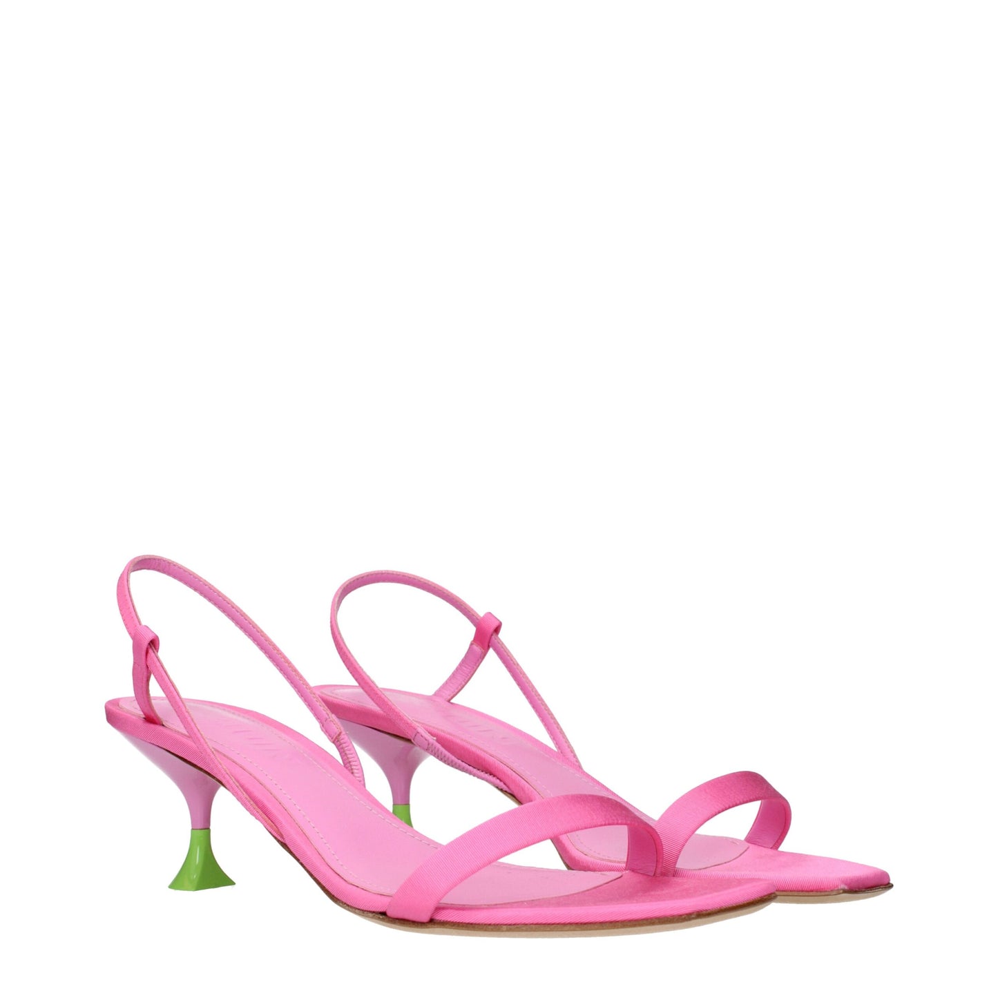 3Juin Rosa Stoff Stiletto Heels Sandalen