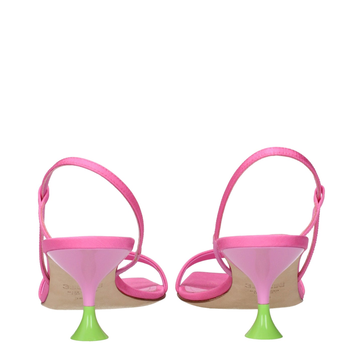 3Juin Rosa Stoff Stiletto Heels Sandalen