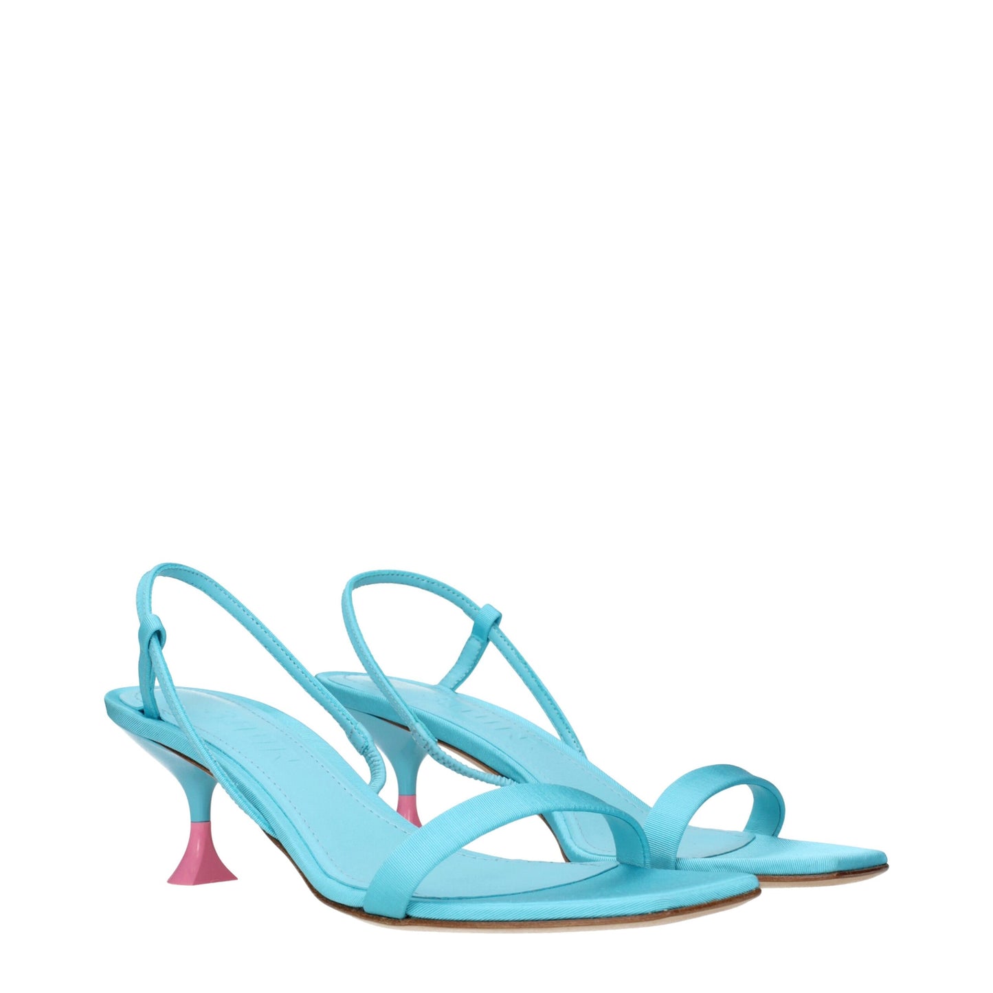 3Juin Blauer Stoff Stiletto Heels Sandalen