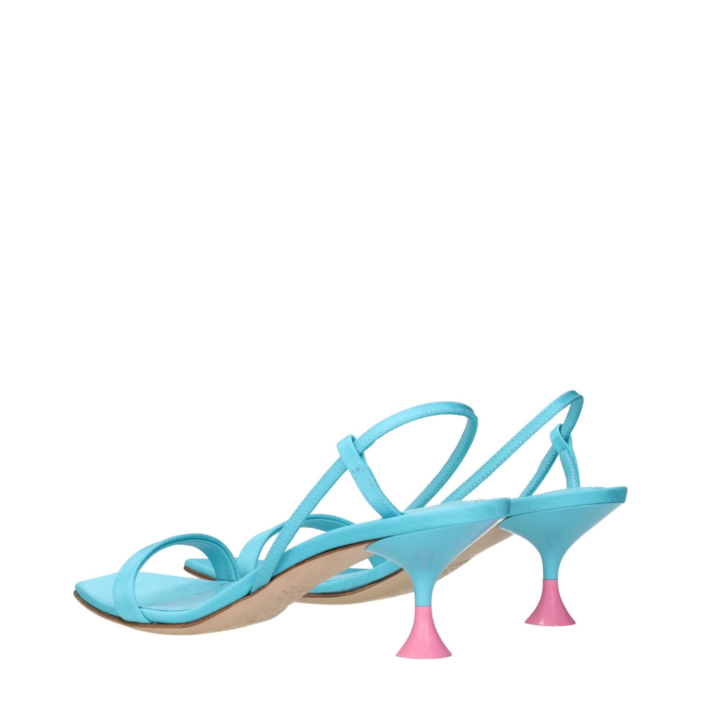3Juin Blauer Stoff Stiletto Heels Sandalen