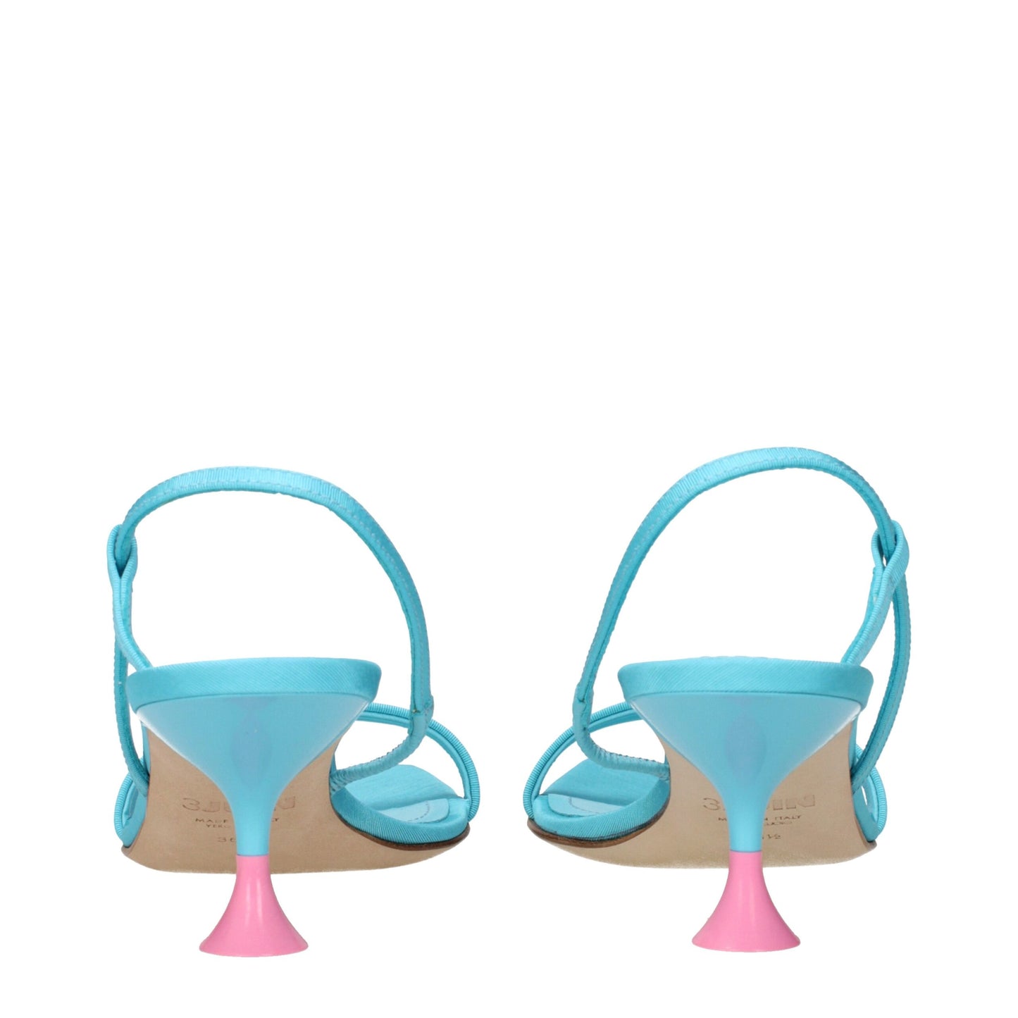 3Juin Blauer Stoff Stiletto Heels Sandalen