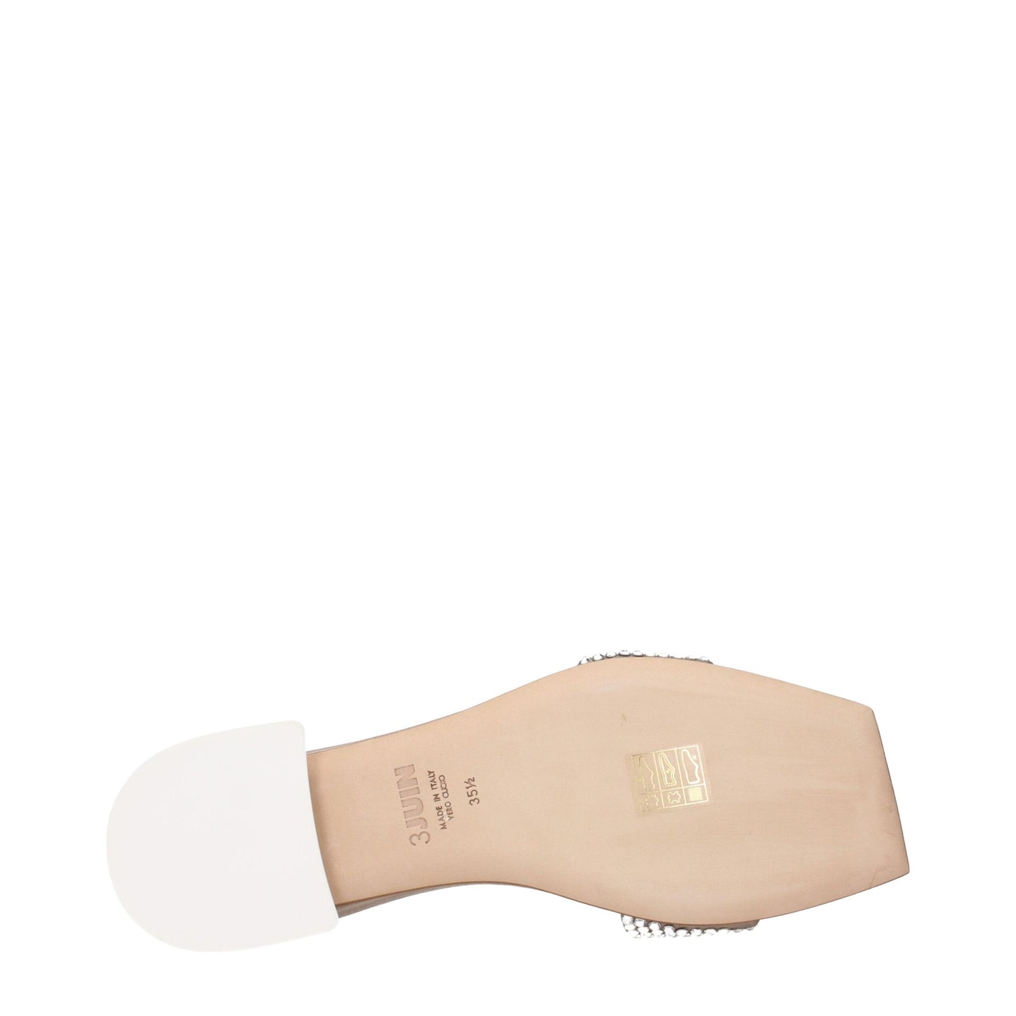 3Juin Beige Satin Slipper Sandalen