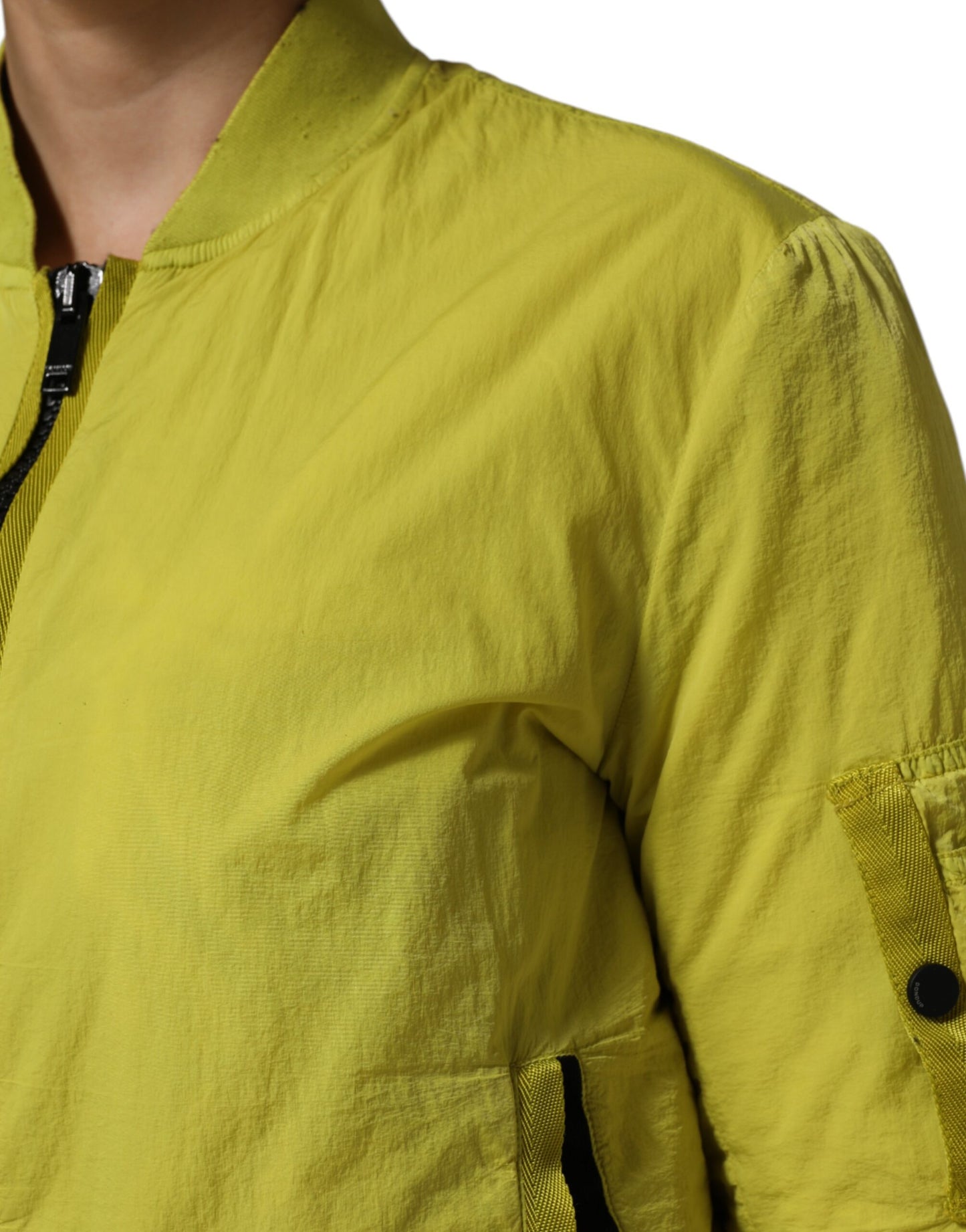 Dolce & Gabbana Gelbe Polyamid-Bomberjacke mit Reißverschluss für Damen