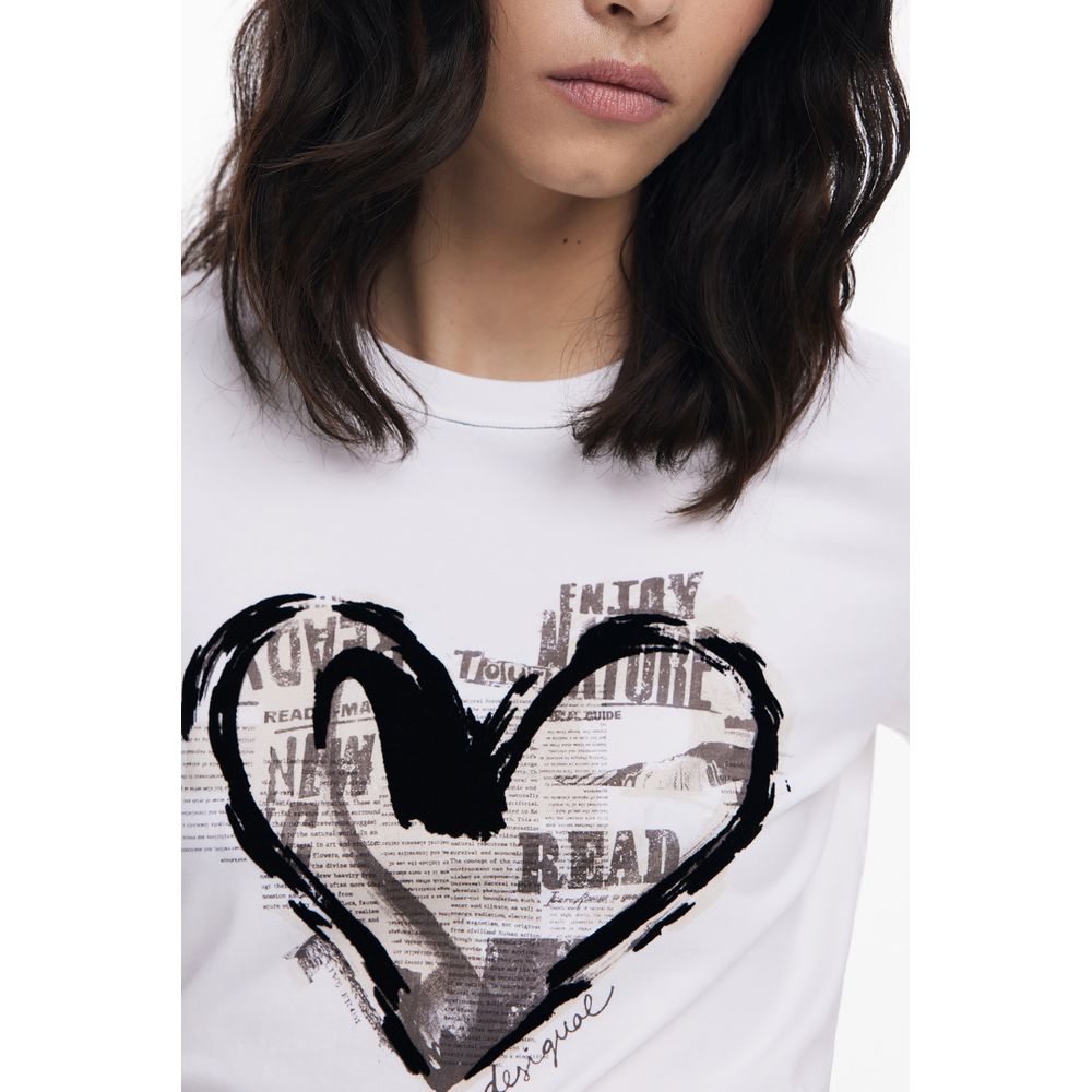 Desigual Weißes T-Shirt aus Baumwolle für Frauen