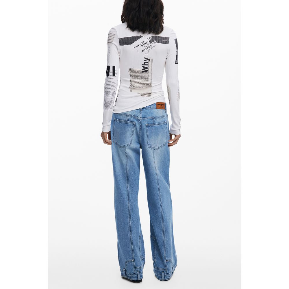 Desigual Weißes Viskose T-Shirt für Frauen
