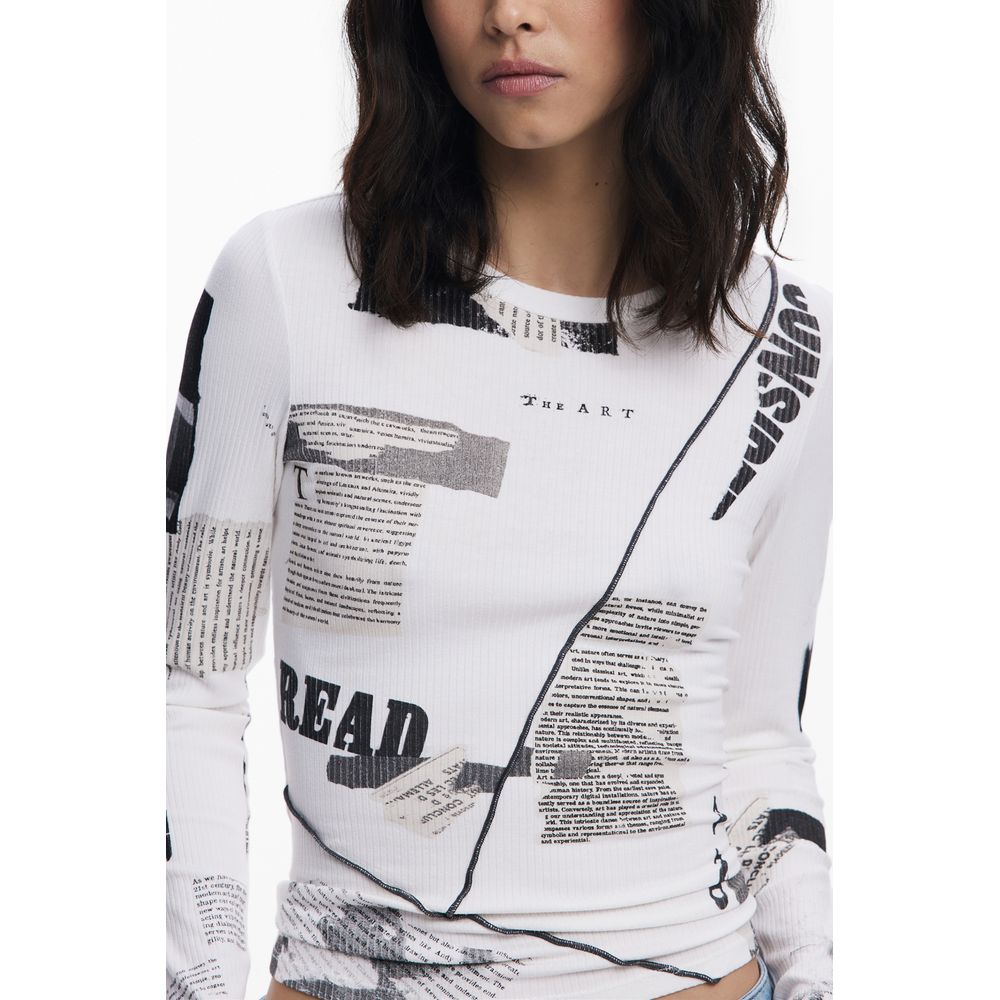 Desigual Weißes Viskose T-Shirt für Frauen