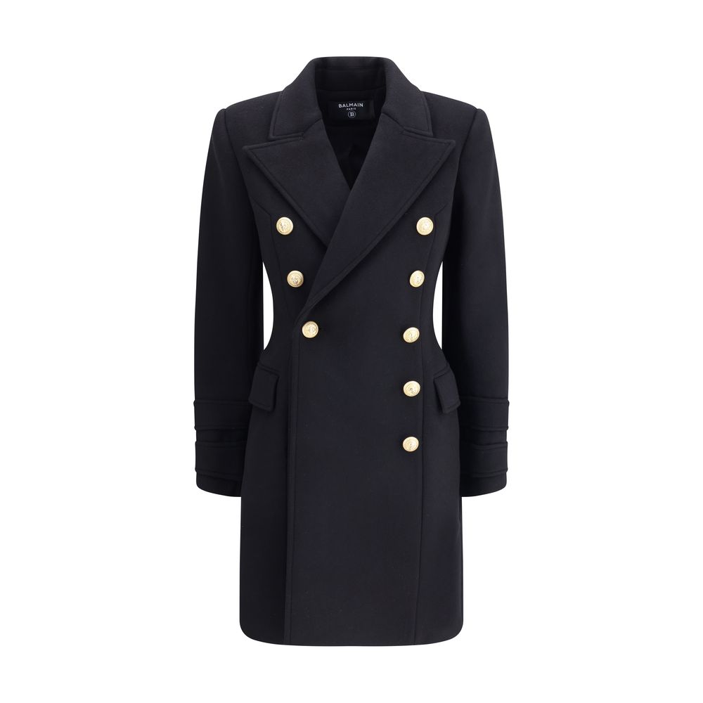 Balmain Zweireihiger Mantel aus Wolle und Kaschmir