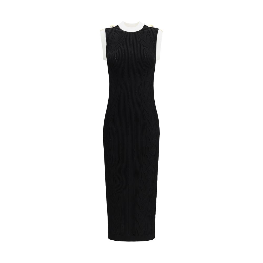 Balmain Ärmelloses langes Kleid aus Torsostrick