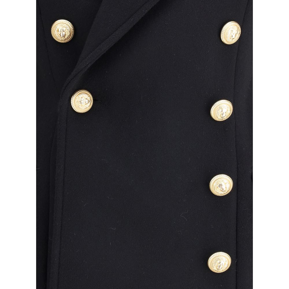 Balmain Zweireihiger Mantel aus Wolle und Kaschmir