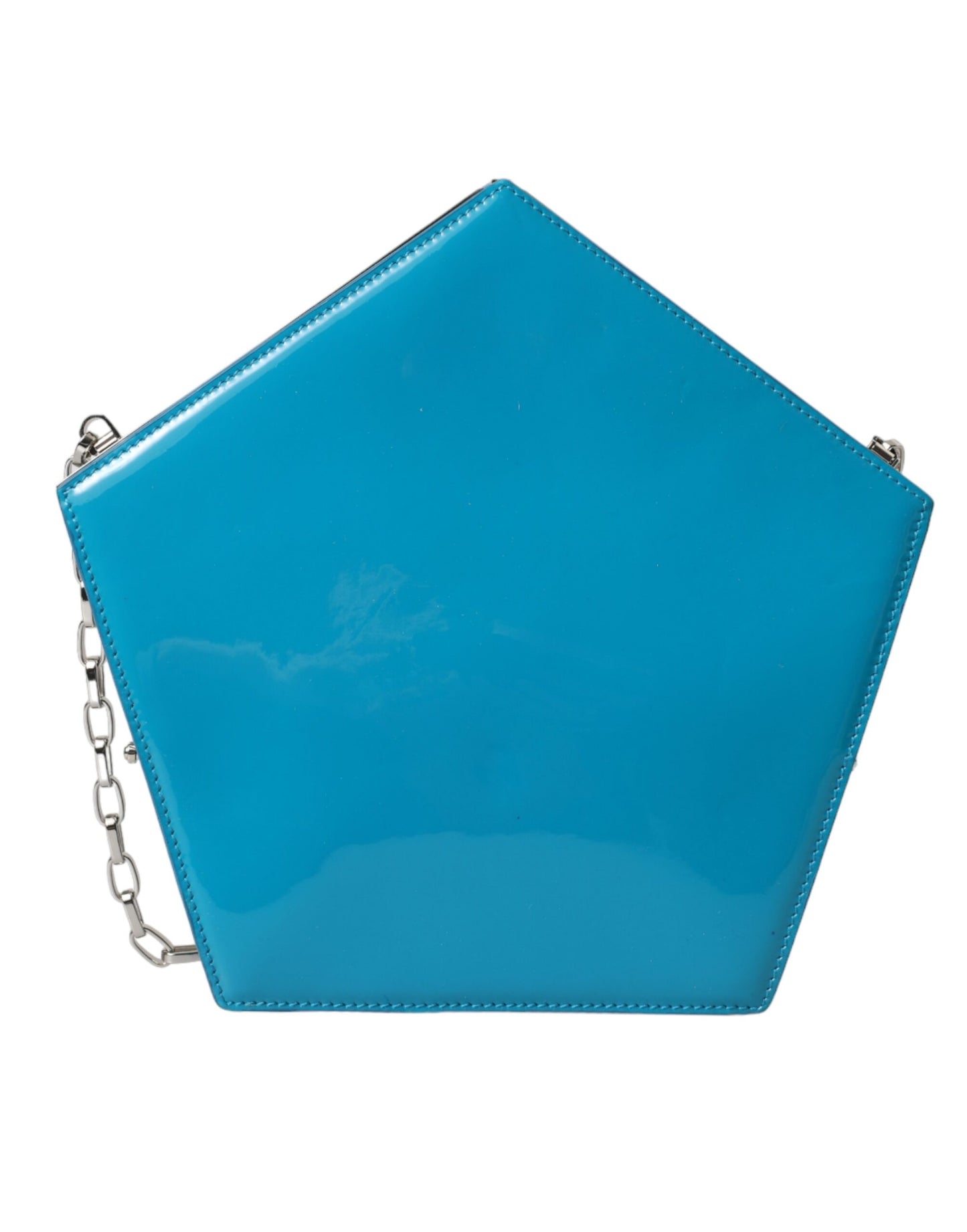 Dolce & Gabbana Blaue Lackleder Hashtag DG Schultertasche mit Kettenumschlag