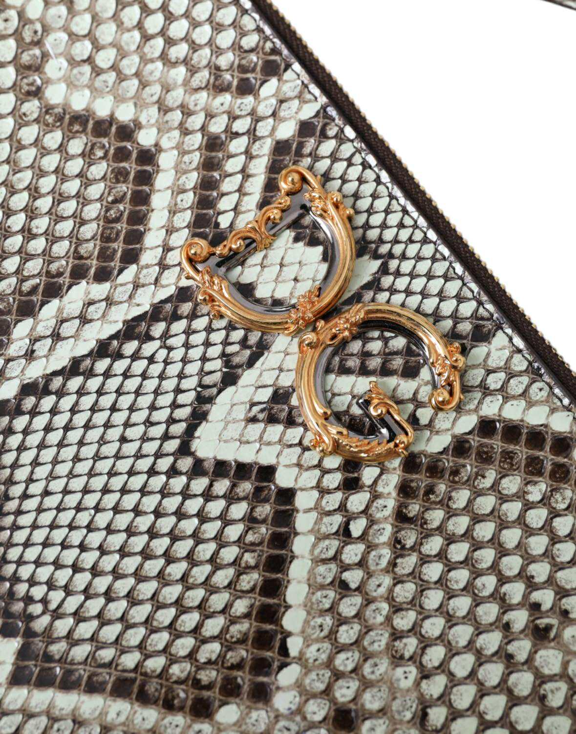 Dolce & Gabbana Verde Acqua Exotisches Leder Gold DG Logo Clutch Borse Tasche