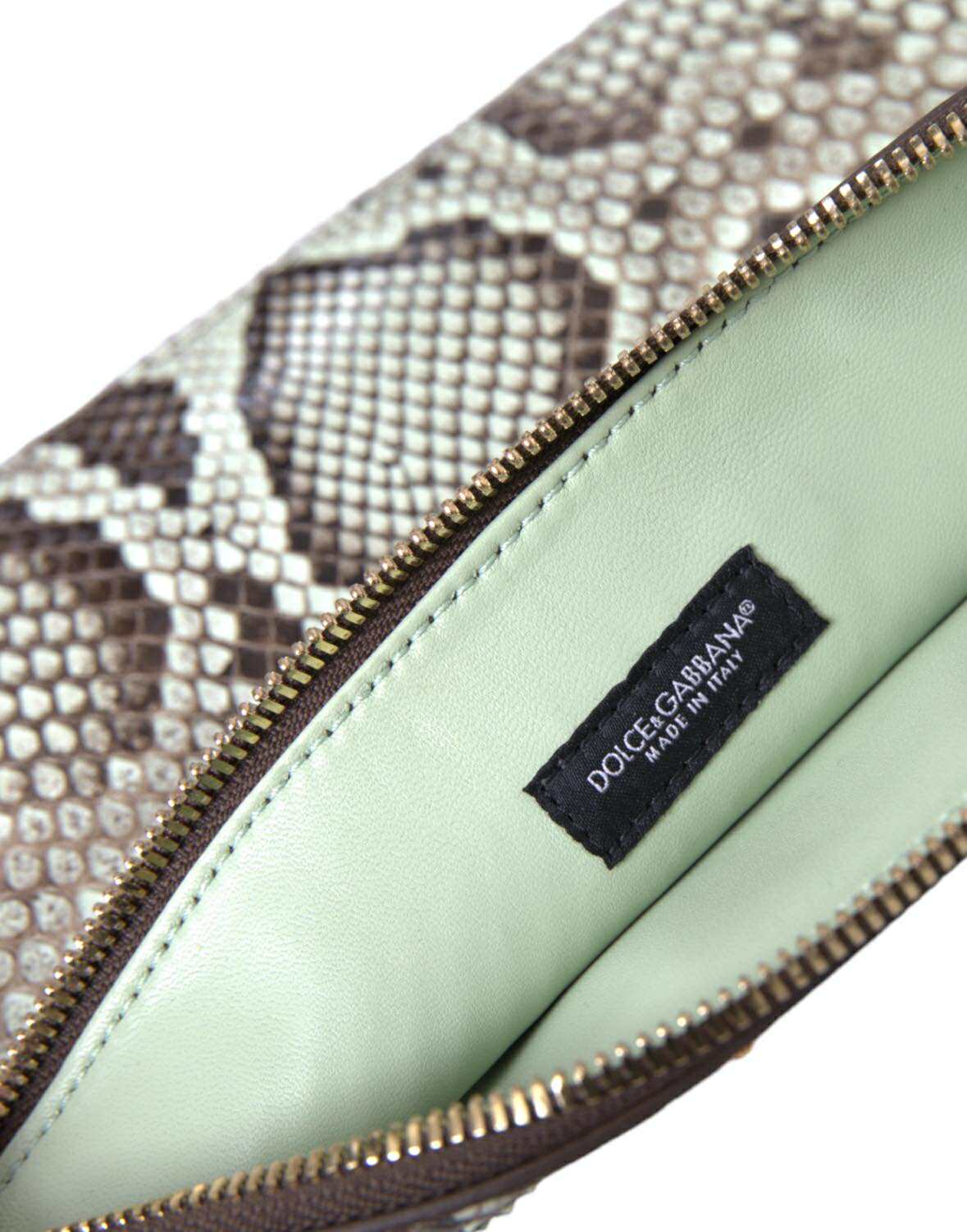 Dolce & Gabbana Verde Acqua Exotisches Leder Gold DG Logo Clutch Borse Tasche
