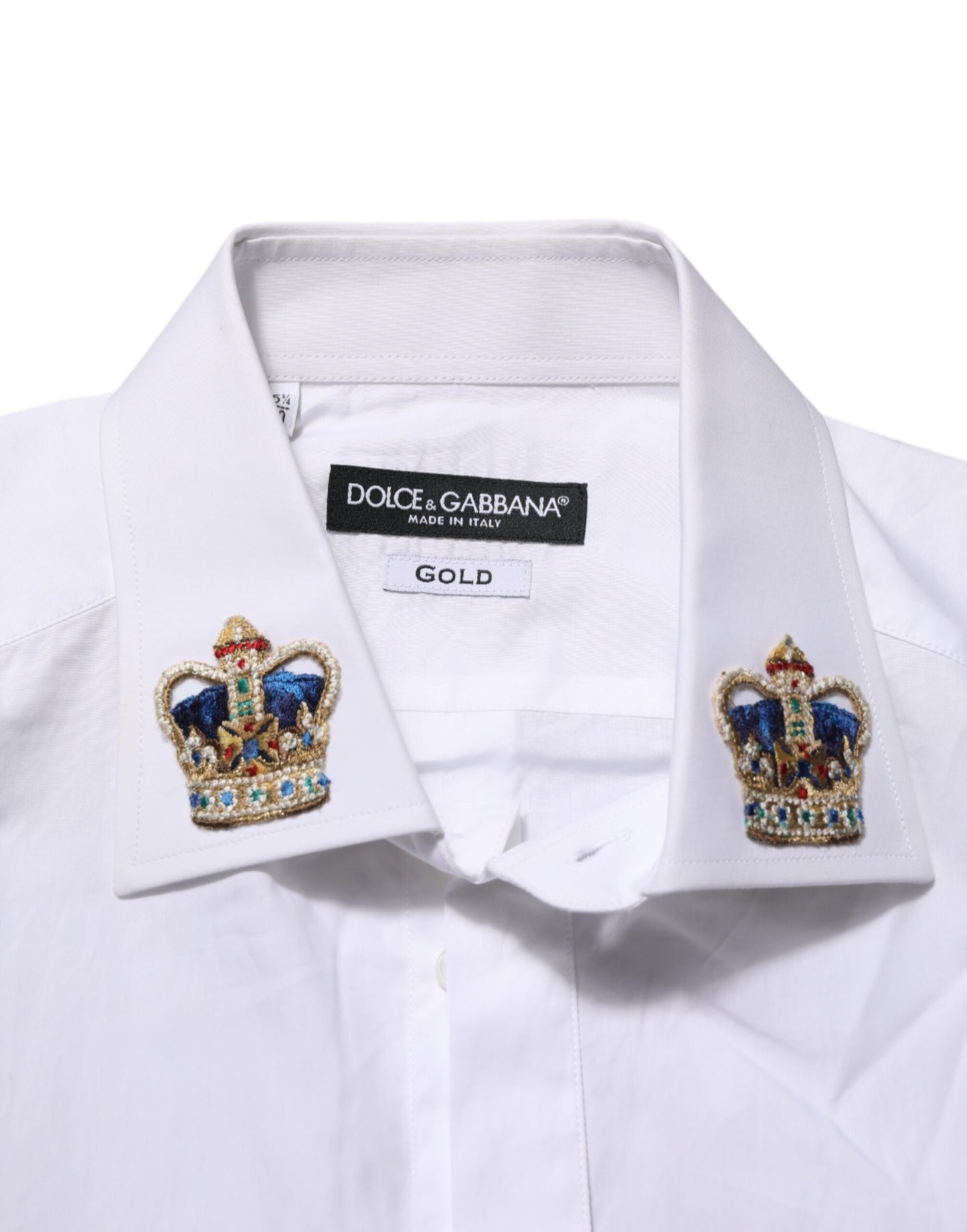 Dolce & Gabbana Weißes Kronenhemd mit Kragen GOLD Formal Dress Shirt