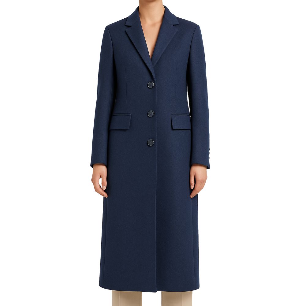 Made in Italy Blauer Wollmantel für Frauen