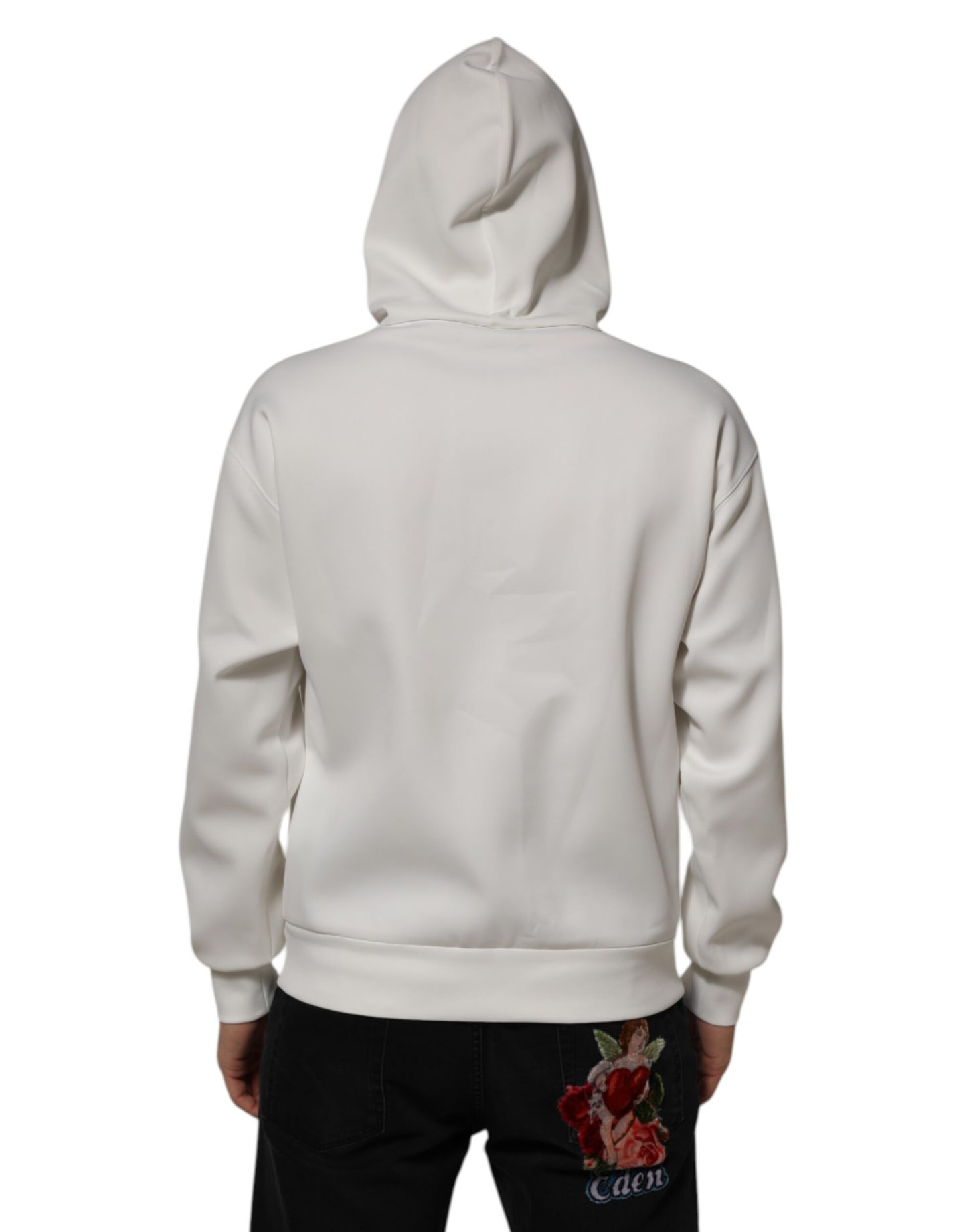 Dolce & Gabbana Weißes Logo-Kapuzen-Sweatshirt für Männer Pullover