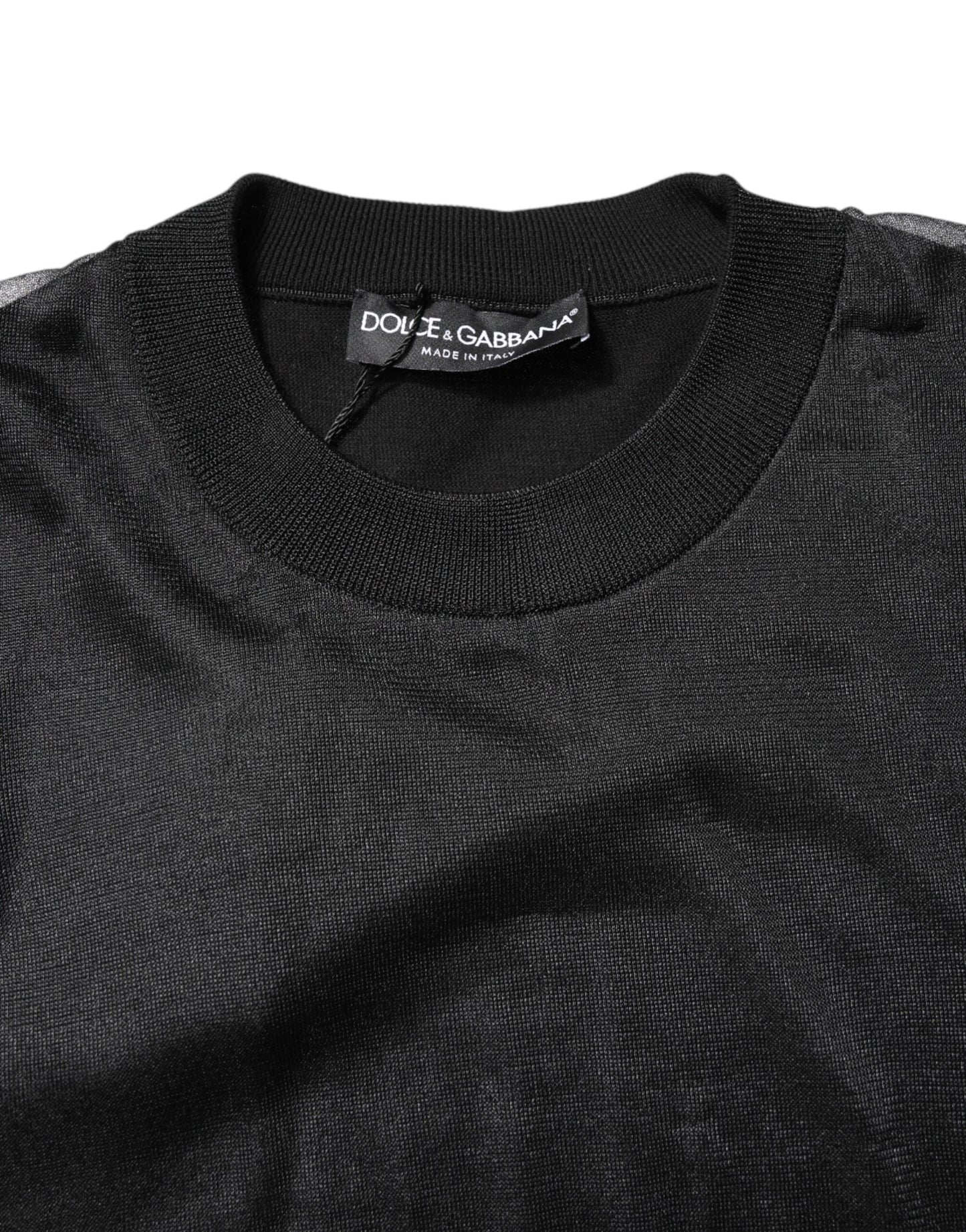 Dolce & Gabbana Schwarzes Logo-Polyester Sweatshirt mit Rundhalsausschnitt Pullover