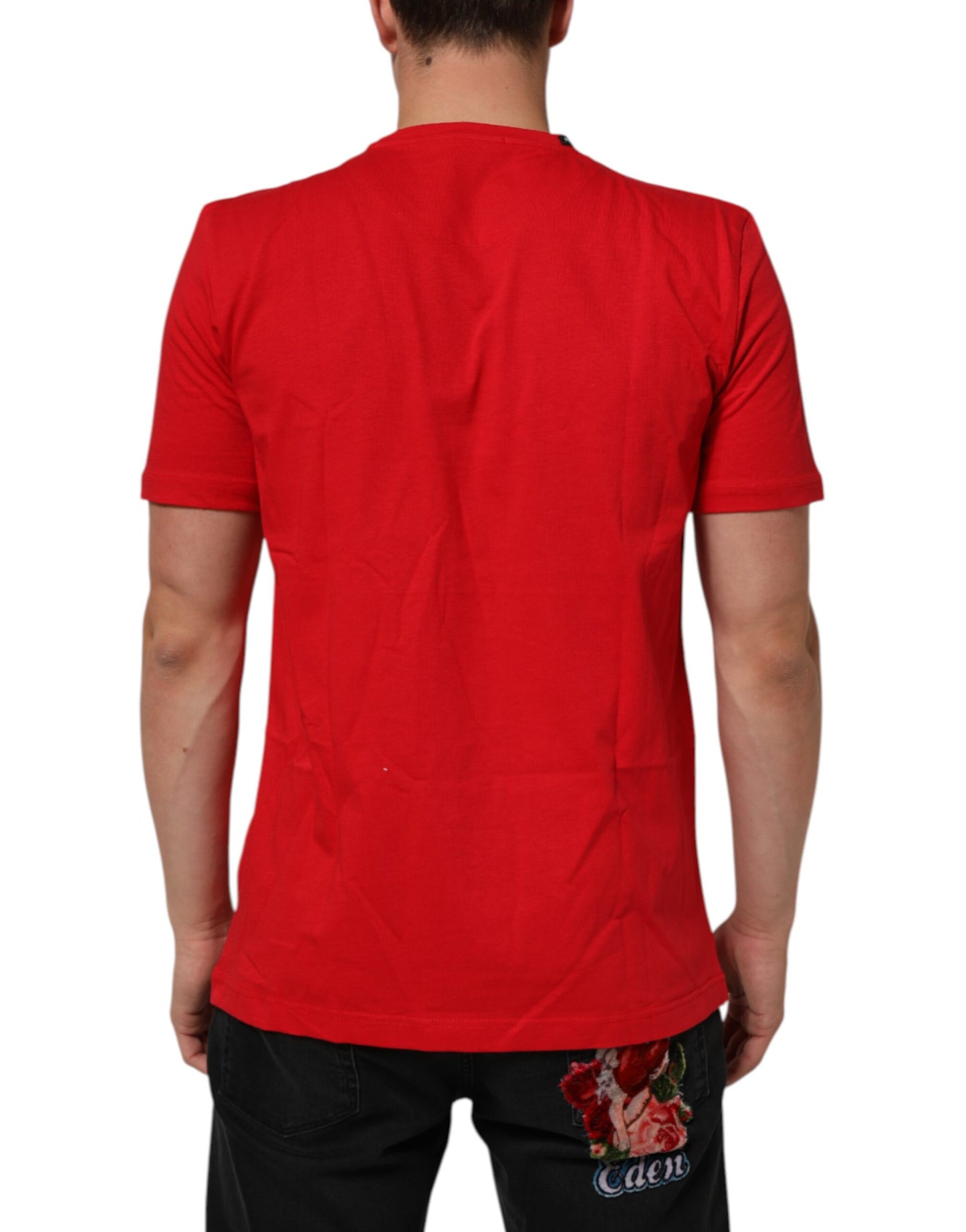 Dolce & Gabbana Rotes Goodluck 2023 Baumwoll-T-Shirt mit Rundhalsausschnitt