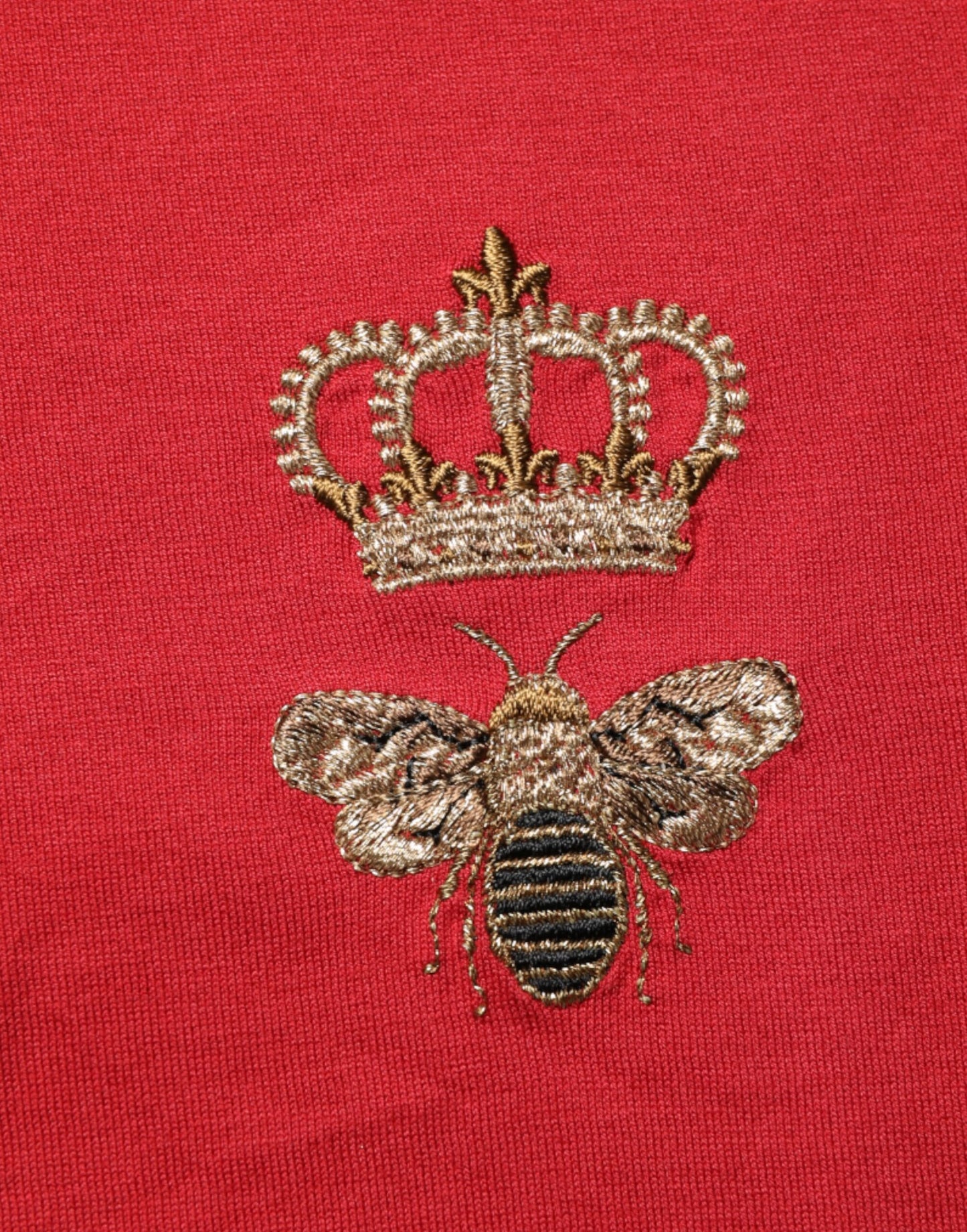 Dolce & Gabbana Rotes Crown Bee Baumwoll-T-Shirt mit kurzen Ärmeln