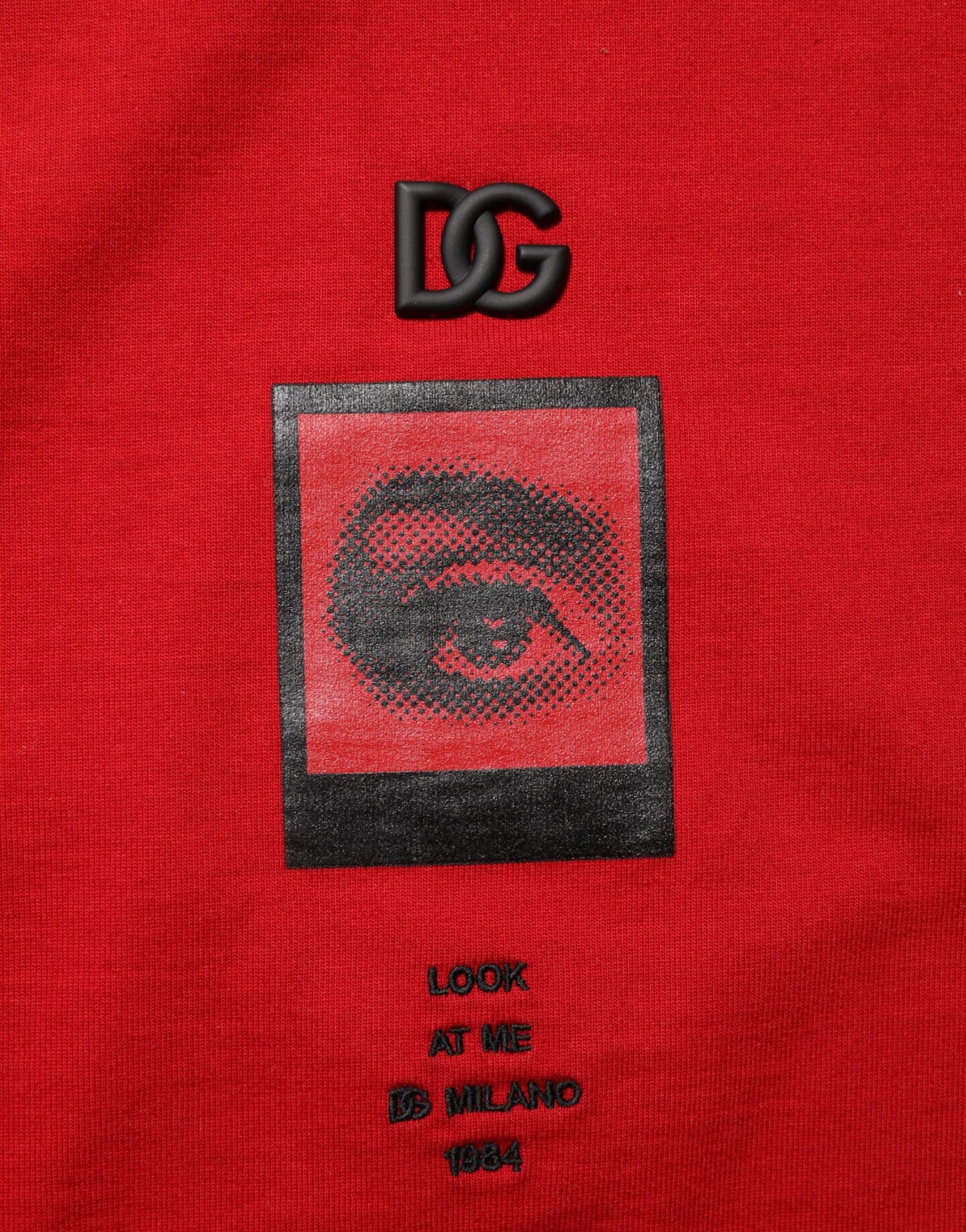 Dolce & Gabbana Rotes Logo Eye Print Baumwolle Kurzarm-T-Shirt