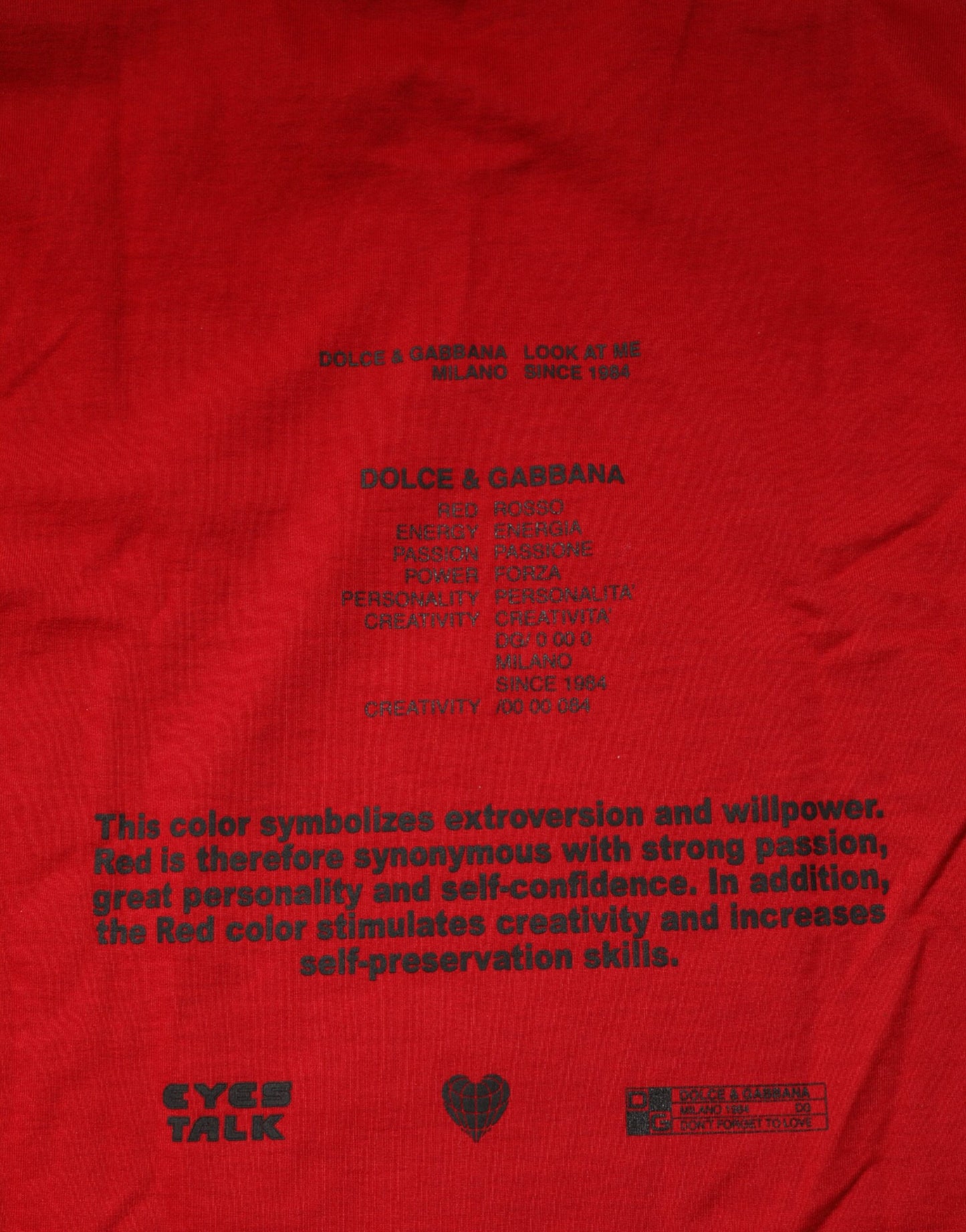 Dolce & Gabbana Rotes Logo Eye Print Baumwolle Kurzarm-T-Shirt