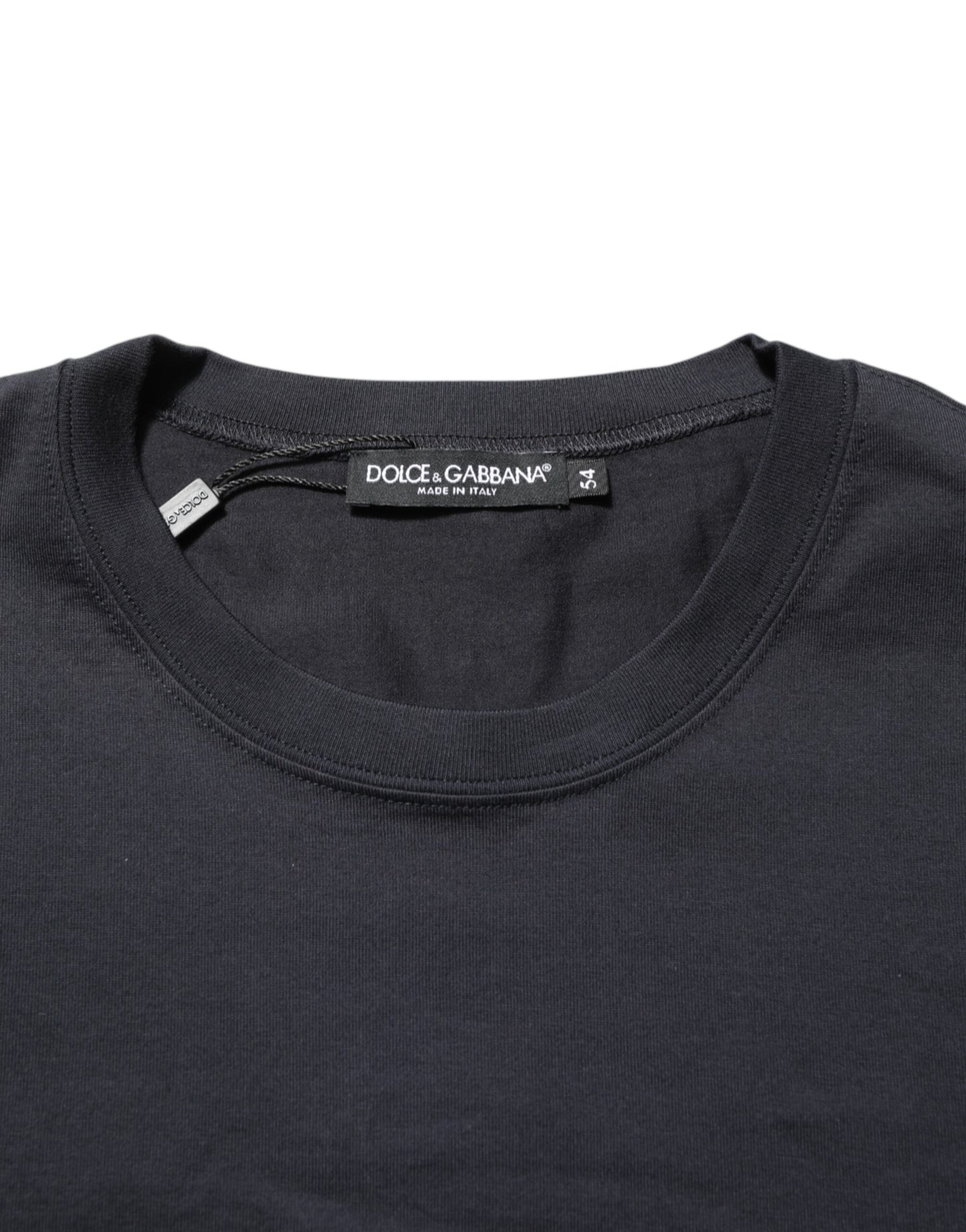 Dolce & Gabbana Schwarzes Logo Kompass Baumwoll-T-Shirt mit Rundhalsausschnitt