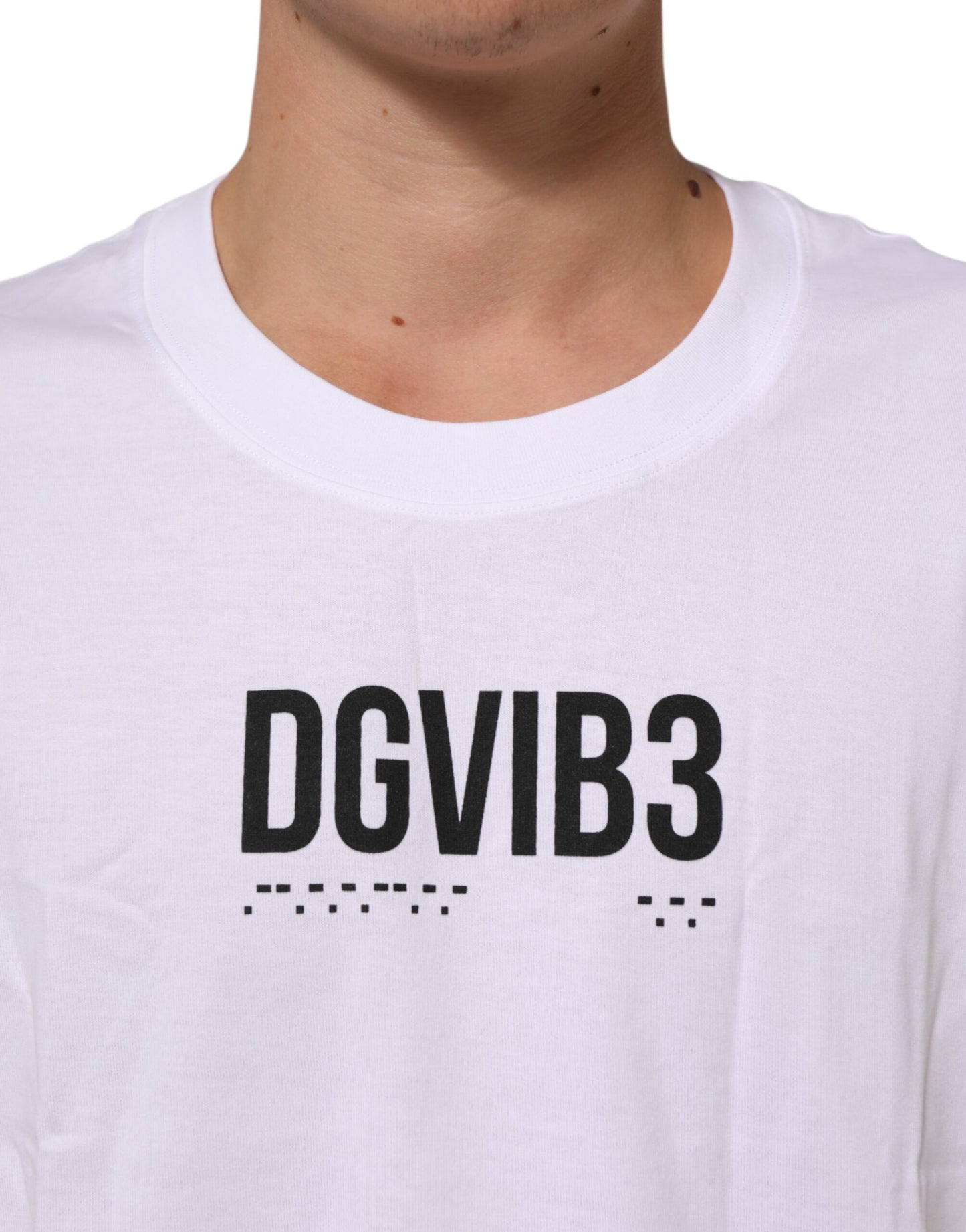 Dolce & Gabbana Weißes ärmelloses bedrucktes Tank-T-Shirt aus Baumwolle